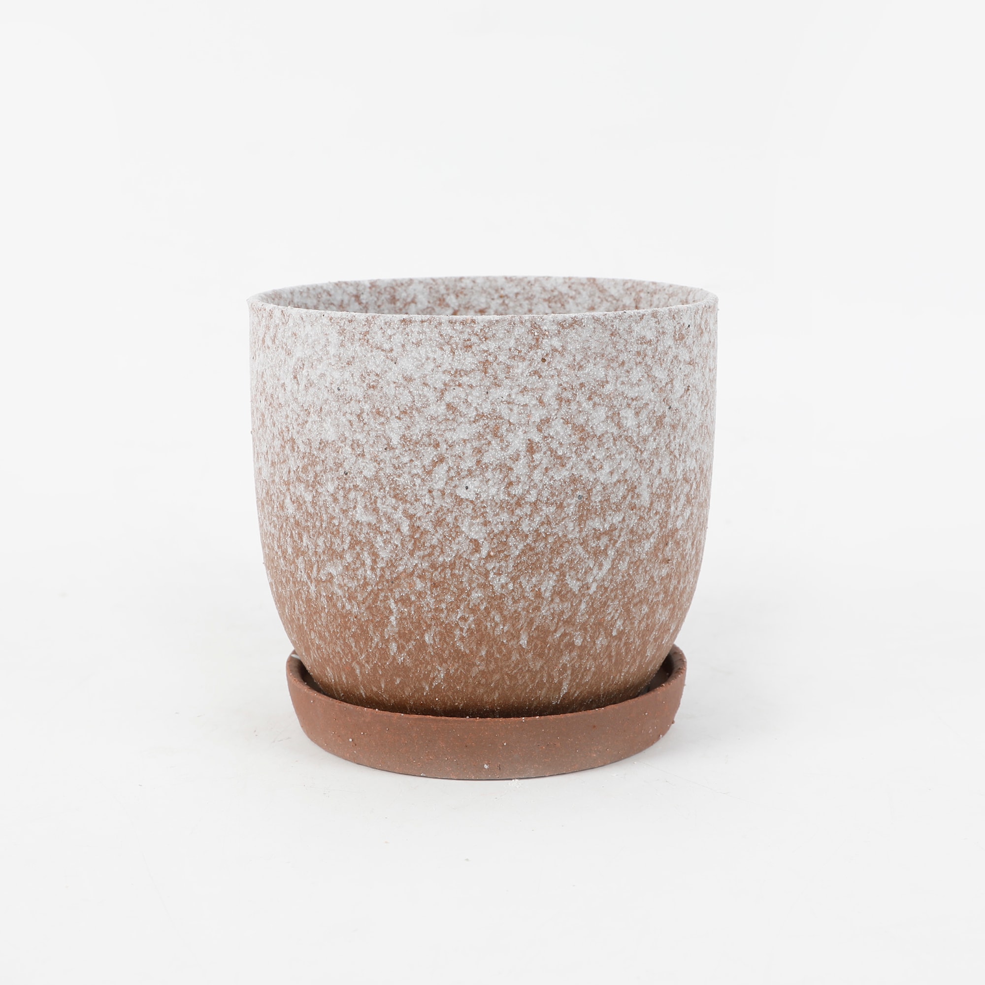Origin 21 Round 5.25-in W Small Brown Ceramic Contemporary/Modern Indoor/Outdoor Planter with Drainage Holes Attached Saucer