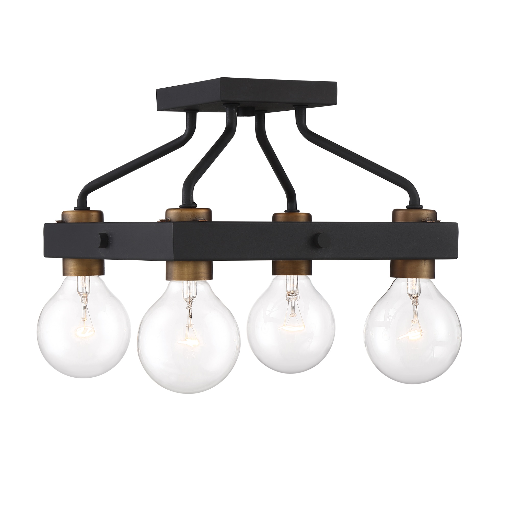Ravella Black and Brass Industrial Semi Flush Mount Ceiling Light
