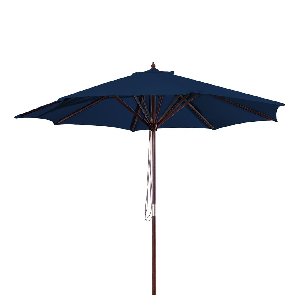 Jordan Manufacturing Navy Market 9ft Octagon Patio Umbrella with Wood