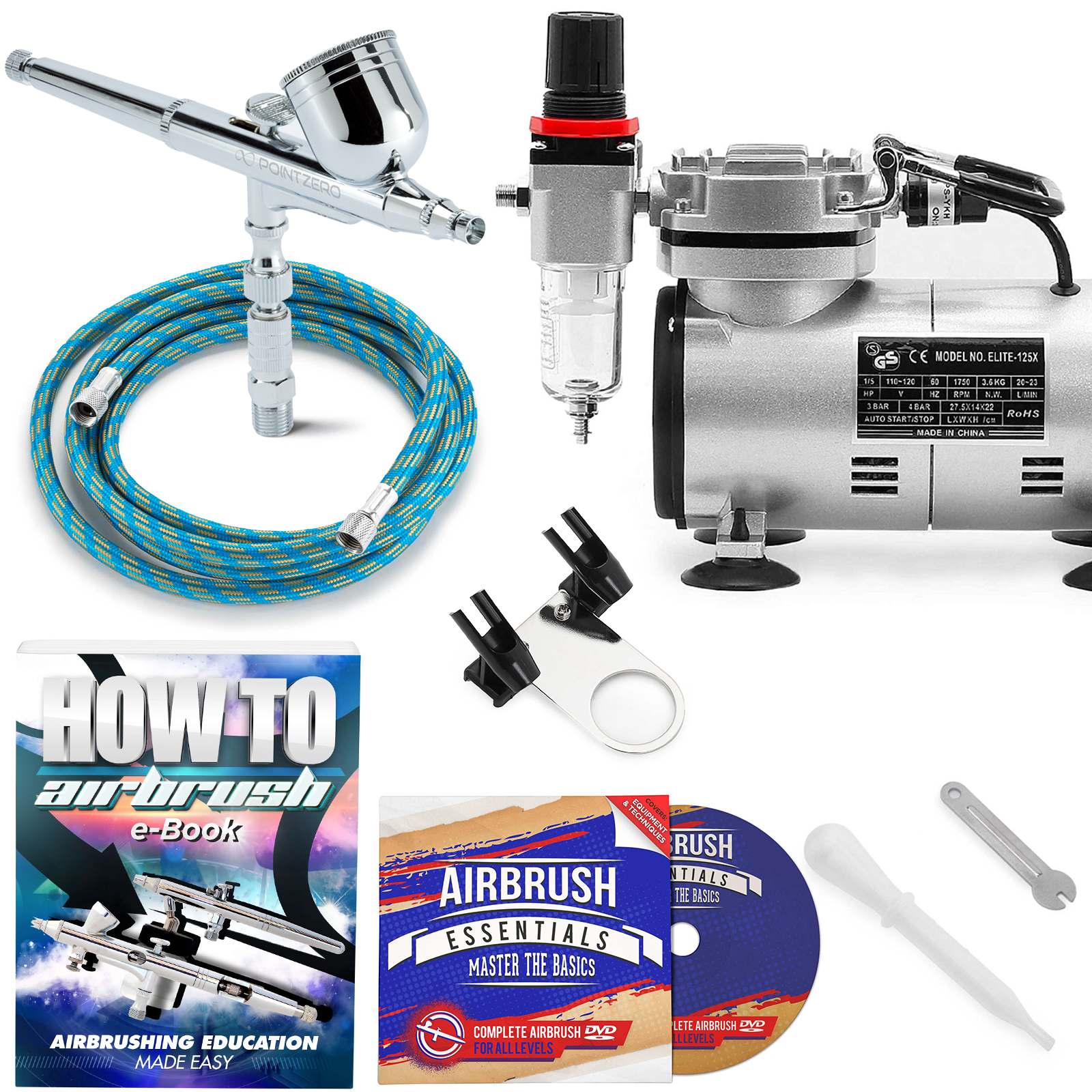 PointZero AIR-KIT-GP-48 Multi-Purpose Hobby and Cra-ft Airbrush Kit with Compressor