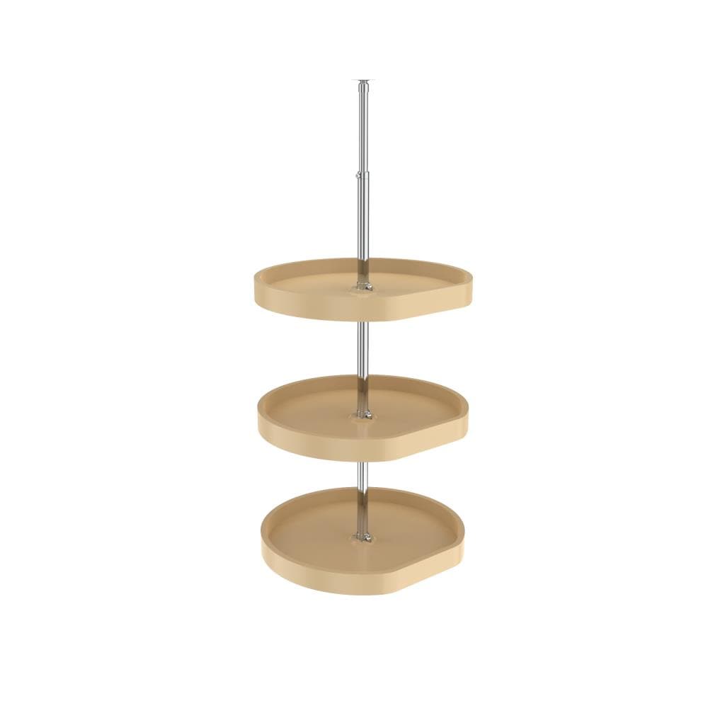 Rev-A-Shelf 7013-20-15-526 3 -Tier Almond Plastic Adjustable Height D-shape Cabinet Lazy Susan