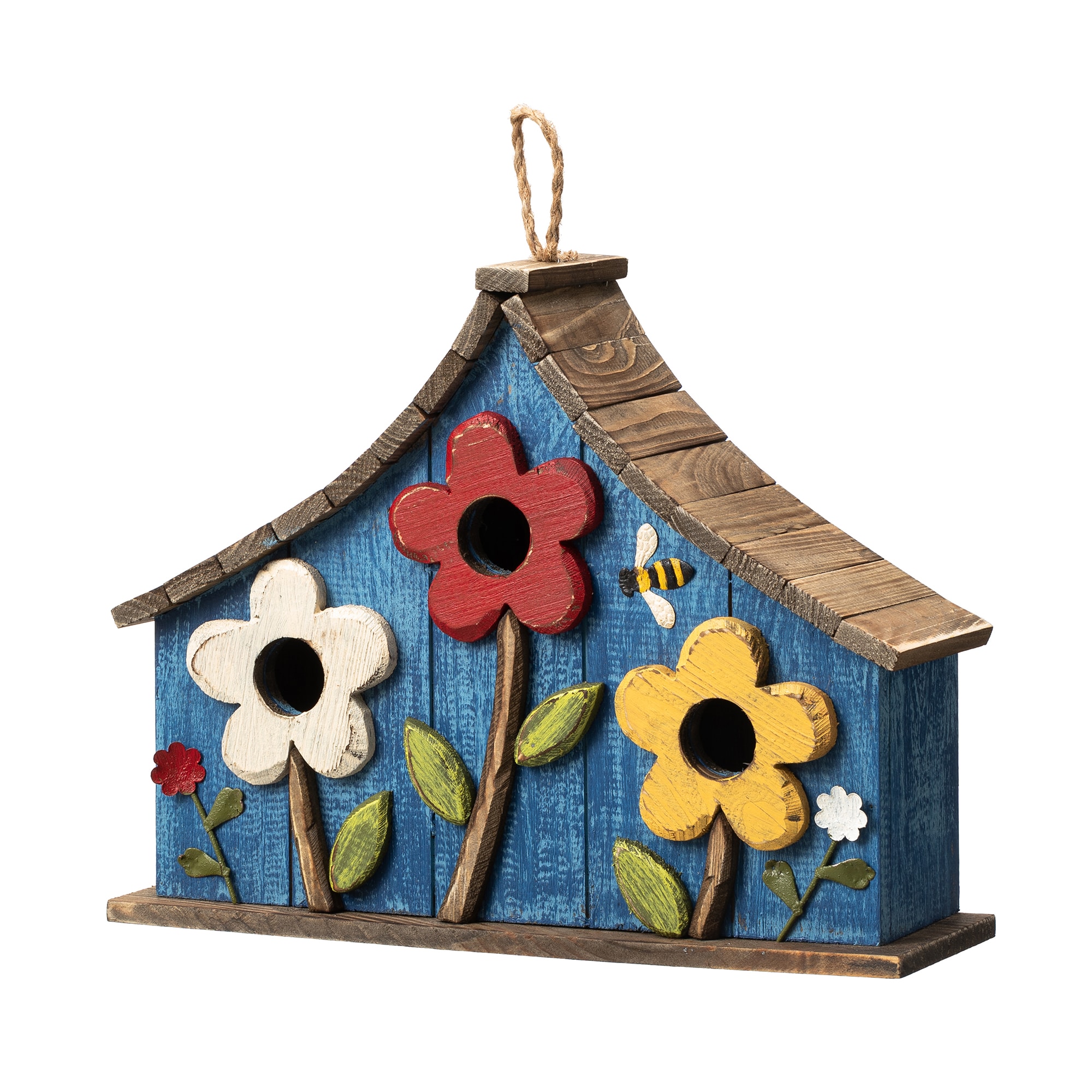 Glitzhome 2003100055 11.75-Inches H Multi Wood Variety Decorative Bird House