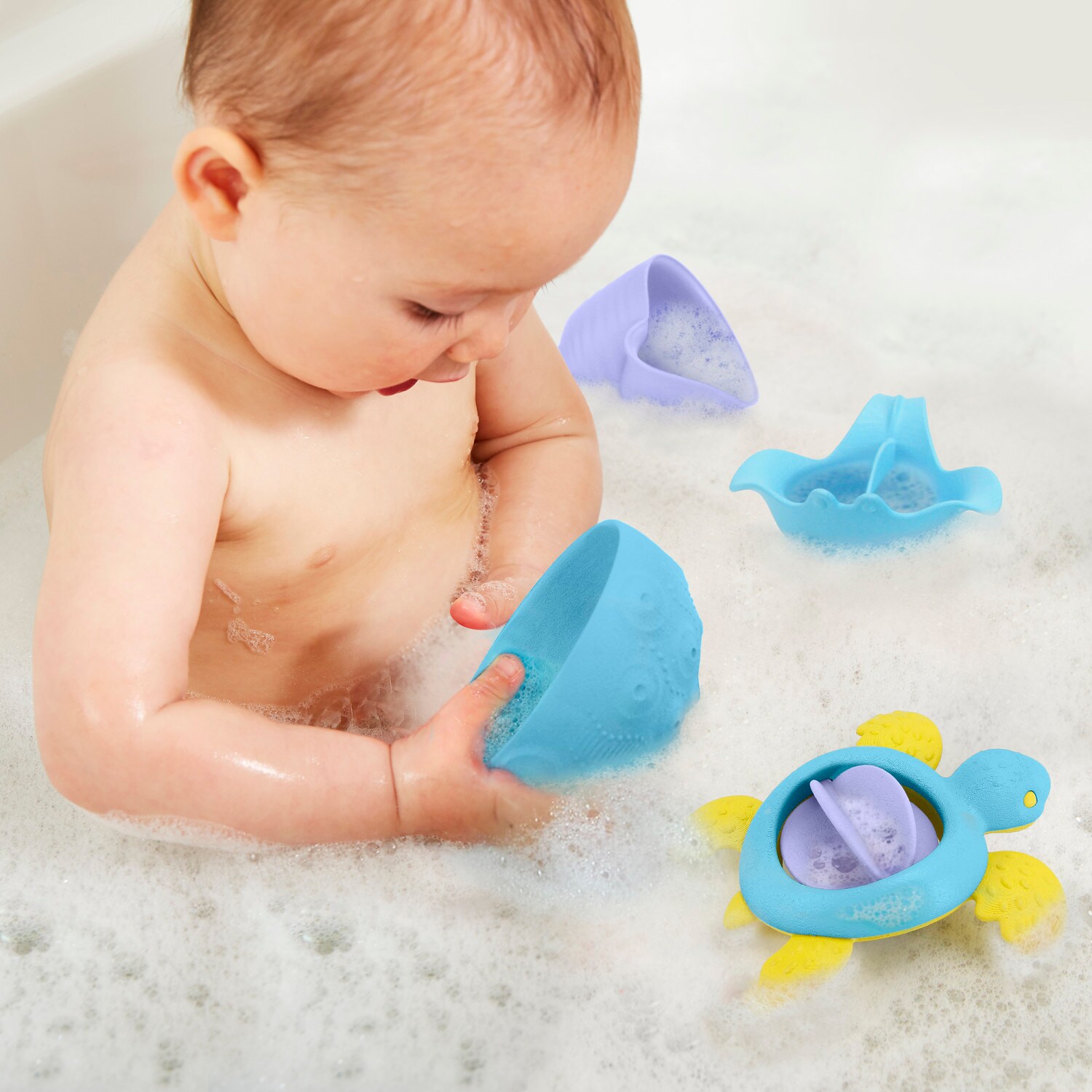 Blue and Yellow Recycled Plastic Sea Life Bath Toy Set