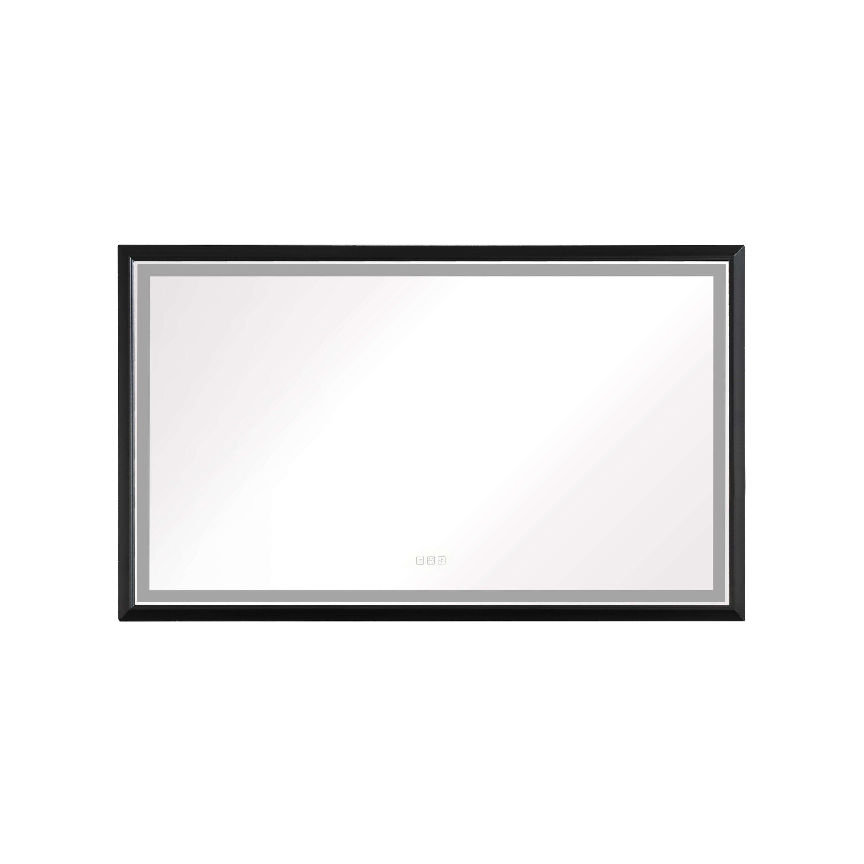 WELLFOR WA-MBF-7248 72-Inches x 48-Inches Framed Frameless Rectangle Dimmable Lighted Fog Free Bathroom Vanity Mirror ( Black )