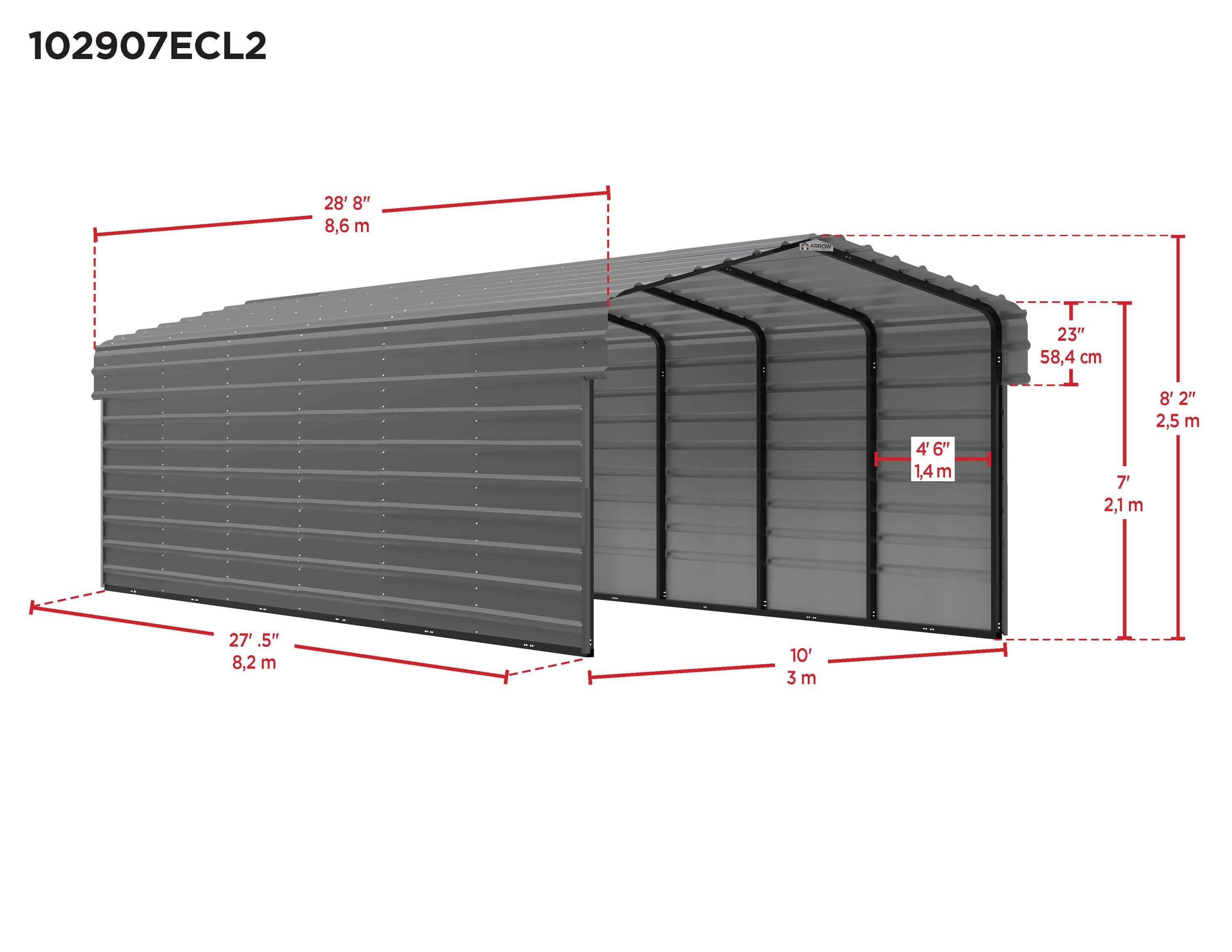 Arrow CPH102907ECL2 Carport-Covers - View #2