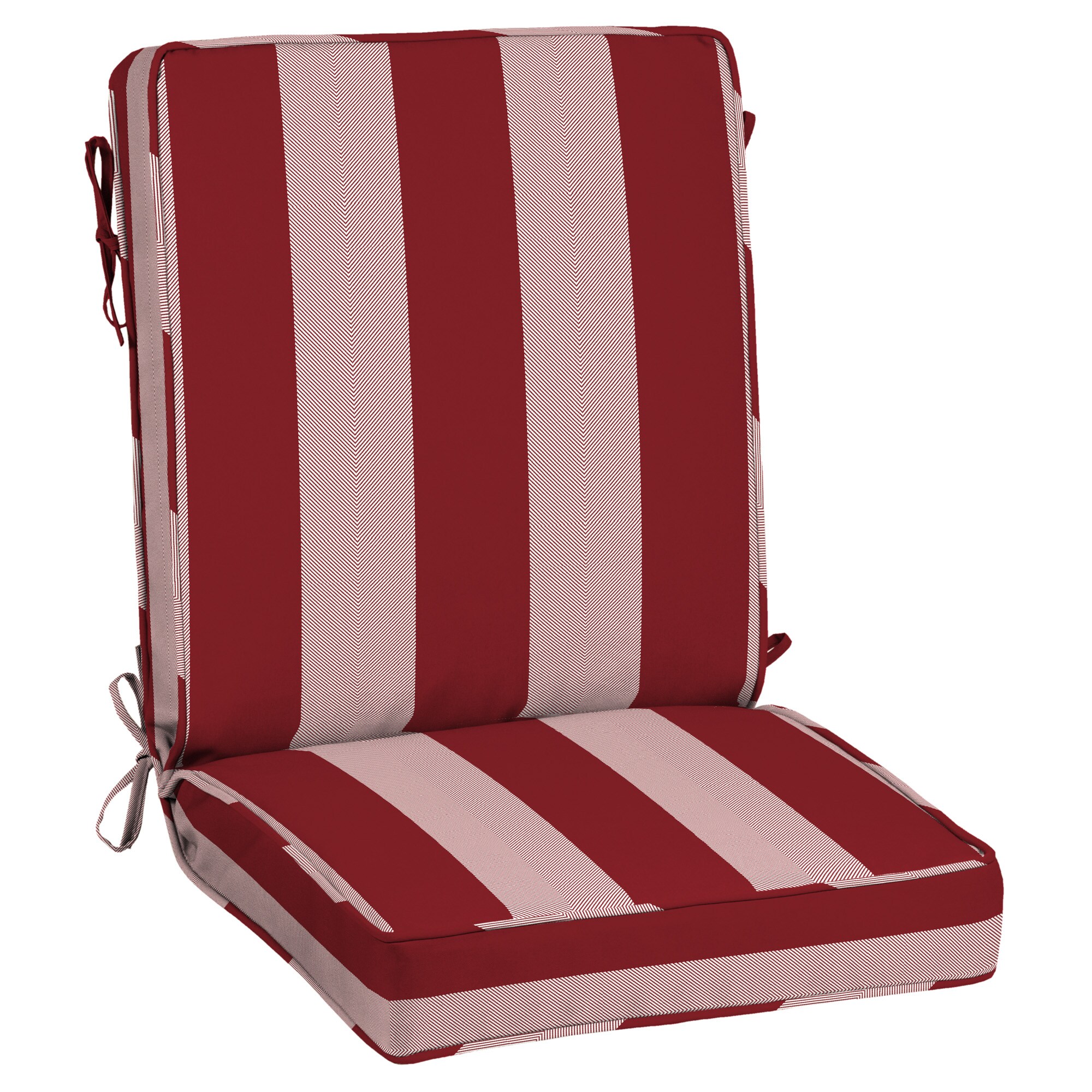 Allen Roth 20 In X 20 In Herringbone Cabana Stripe Cherry Red High Back Patio Chair Cushion At 0710