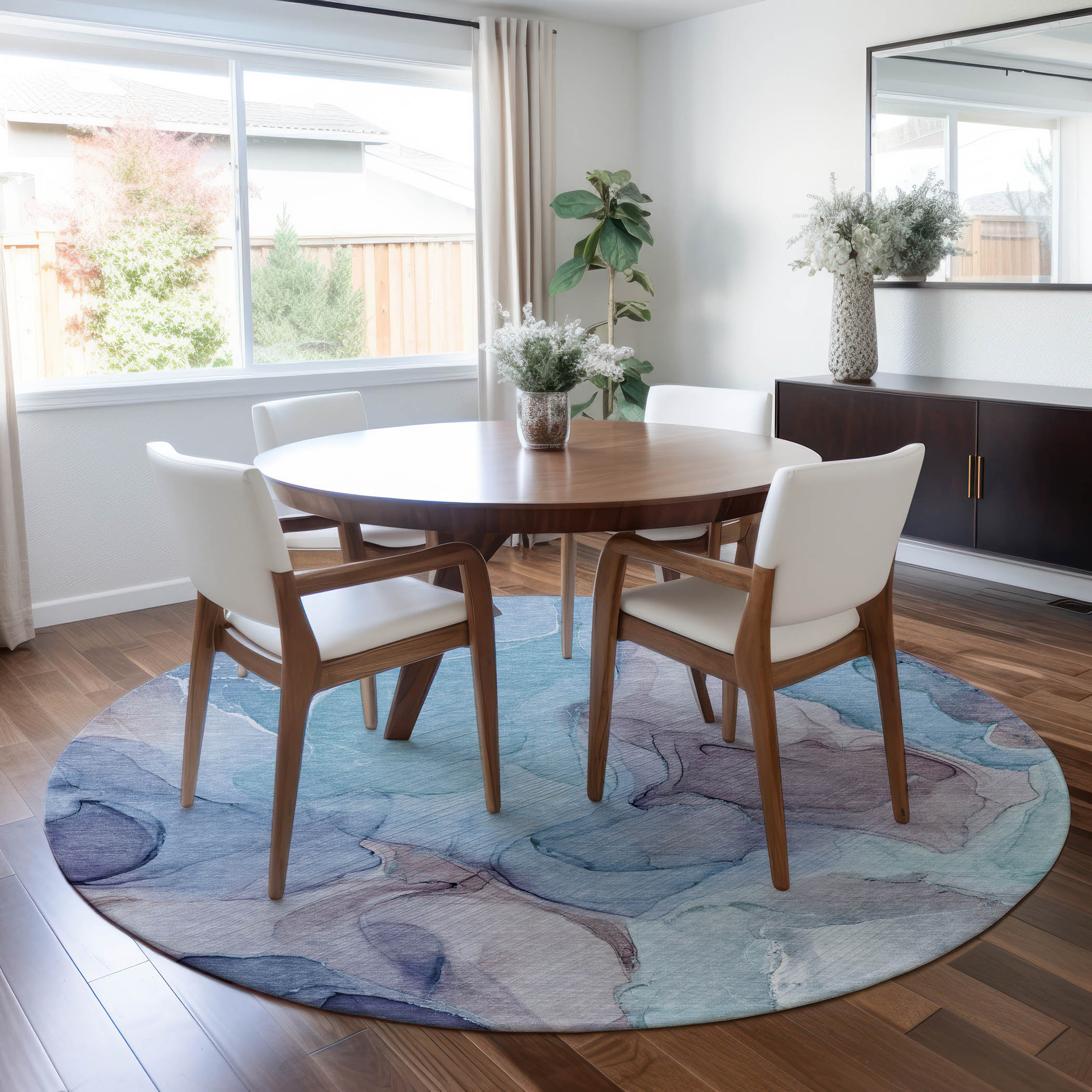 Addison Rugs ACN504NA8RO Chantille ACN504NA 8 x 8 (ft) Polyester Navy Round Indoor/Outdoor Abstract Machine washable Area rug