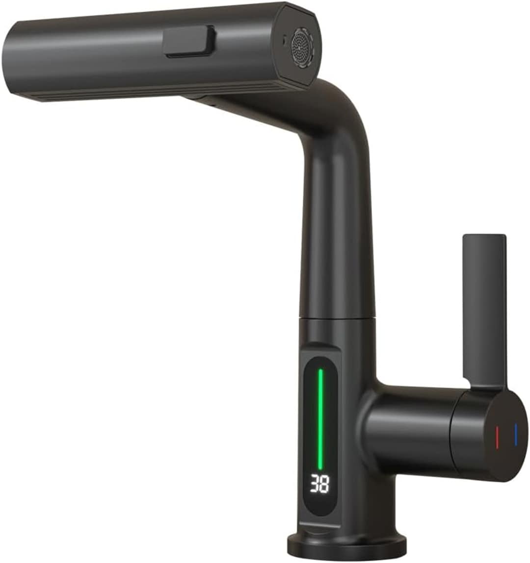 Damerin MSA12 Matte Black Single hole 1-handle High-arc Residential Handle Bathroom Sink Faucet