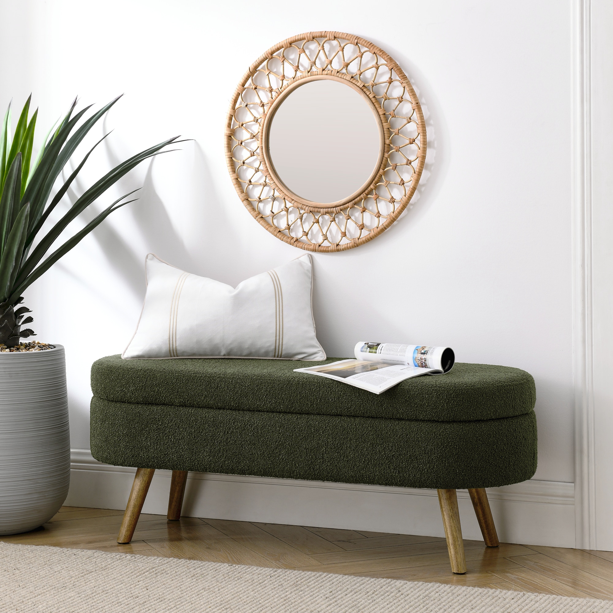 Lycvki BB-30 Casual Green Storage Bench with Storage 43.5-in x 16-in x 16-in