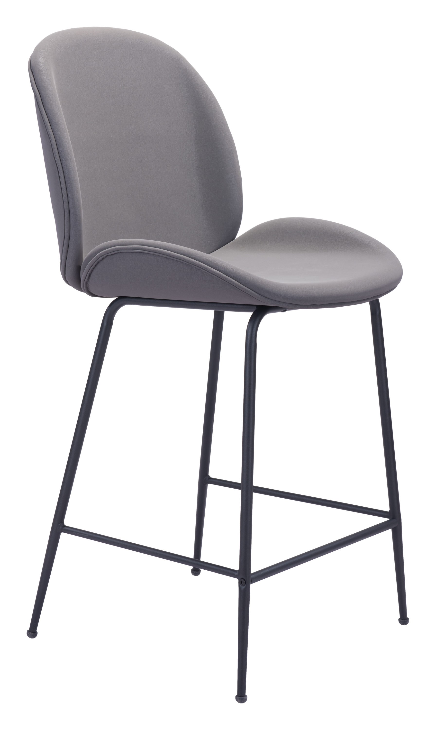 Zuo Modern 101744 -Mile Gray 26.4-in H Counter height Upholstered Metal Bar Stool Back