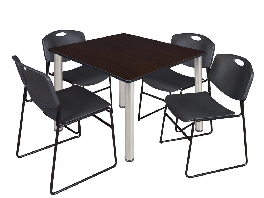 Regency TB4848MWBPCM44BK Breakroom Brown 4-Person Training Table (48-in W x 29-in H)