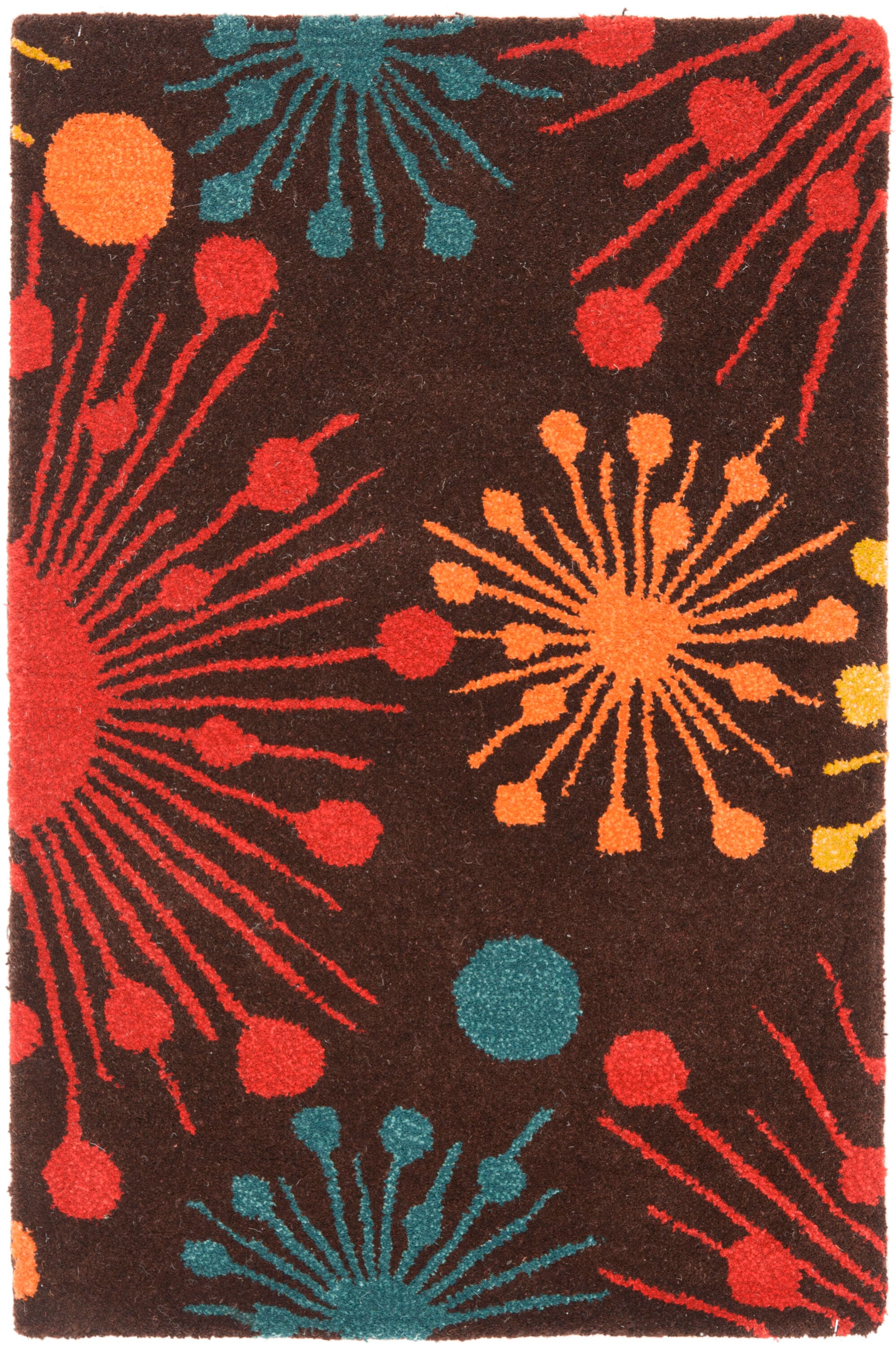 Safavieh SOH747B-2 Soho Mote 2 x 3 (ft) Tufted Wool Brown/Multi Rectangular Indoor Abstract Throw rug