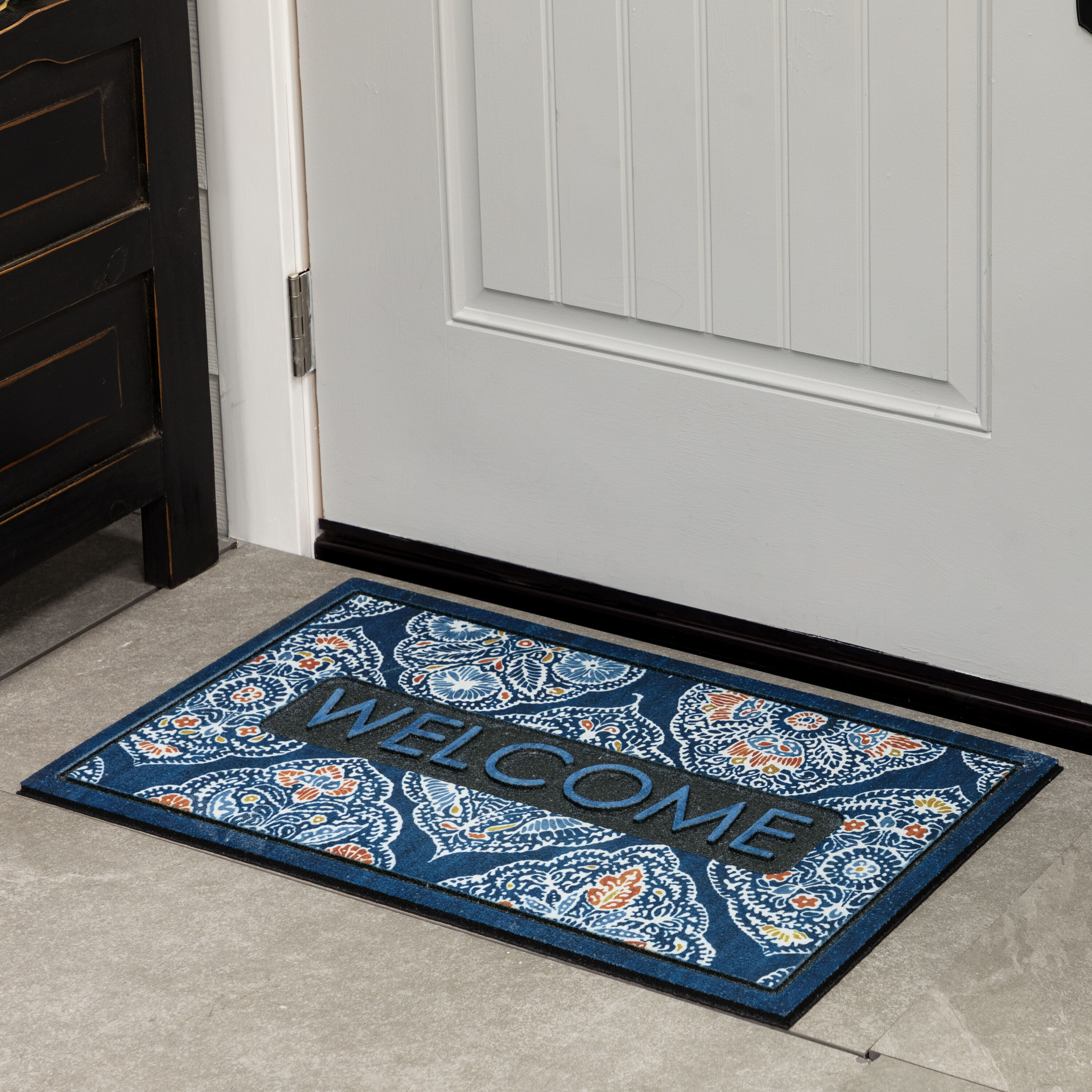 Style Selections F073 19926 018030 18-in x 30-in Multi Polyester Non-Slip Grip Indoor or outdoor Decorative Spring Door Mat 3 -Pack