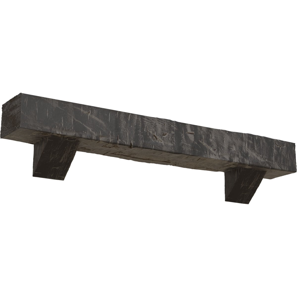 Ekena Millwork MANUHH08X10X36BKAC 36-in W x 8-in H x 10-in D Cedar (Aged) Hollow Urethane Rustic Fireplace Mantel