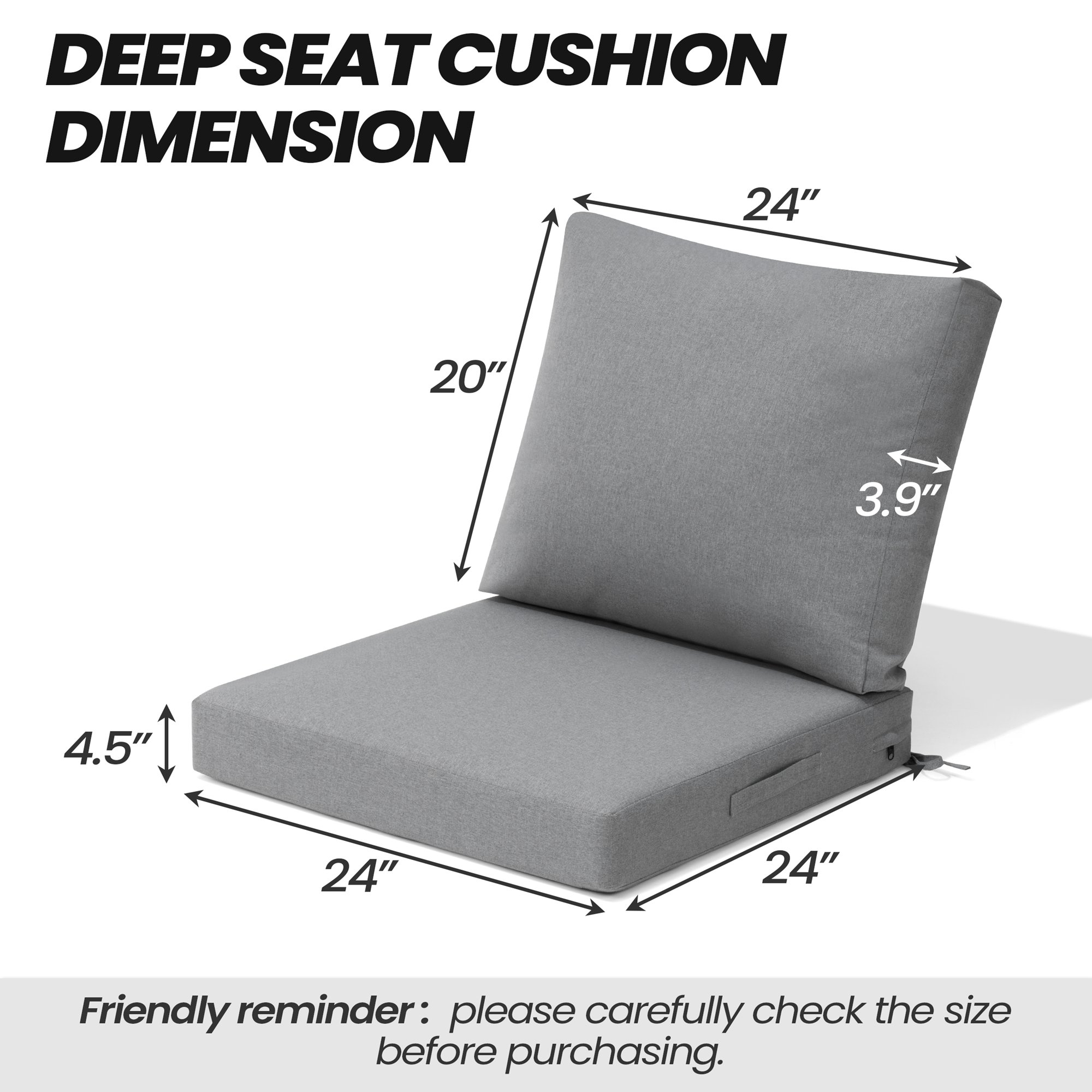 CloudFly CL-CU005LGY-1 Patio-Furniture-Cushions - View #3