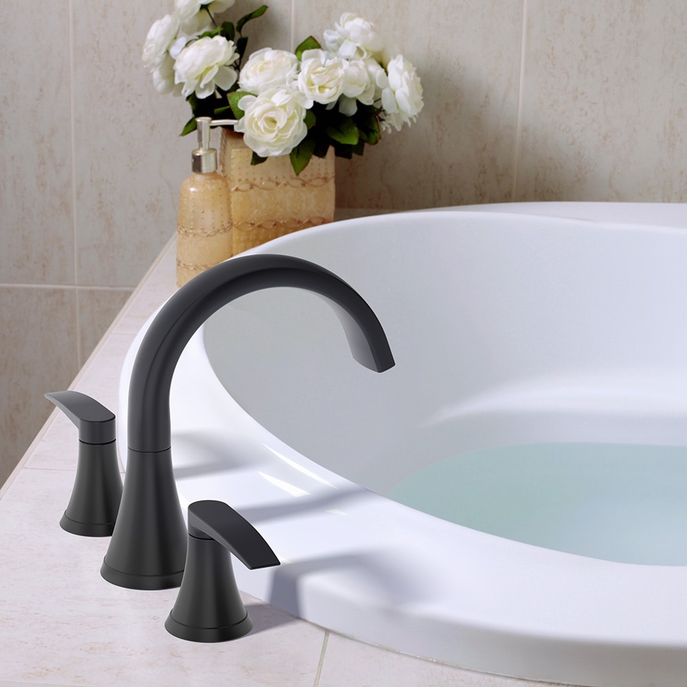 ALLEN + ROTH CAMBERLY good Matte Black 2-handle Deck-mount Roman Bathtub Faucet