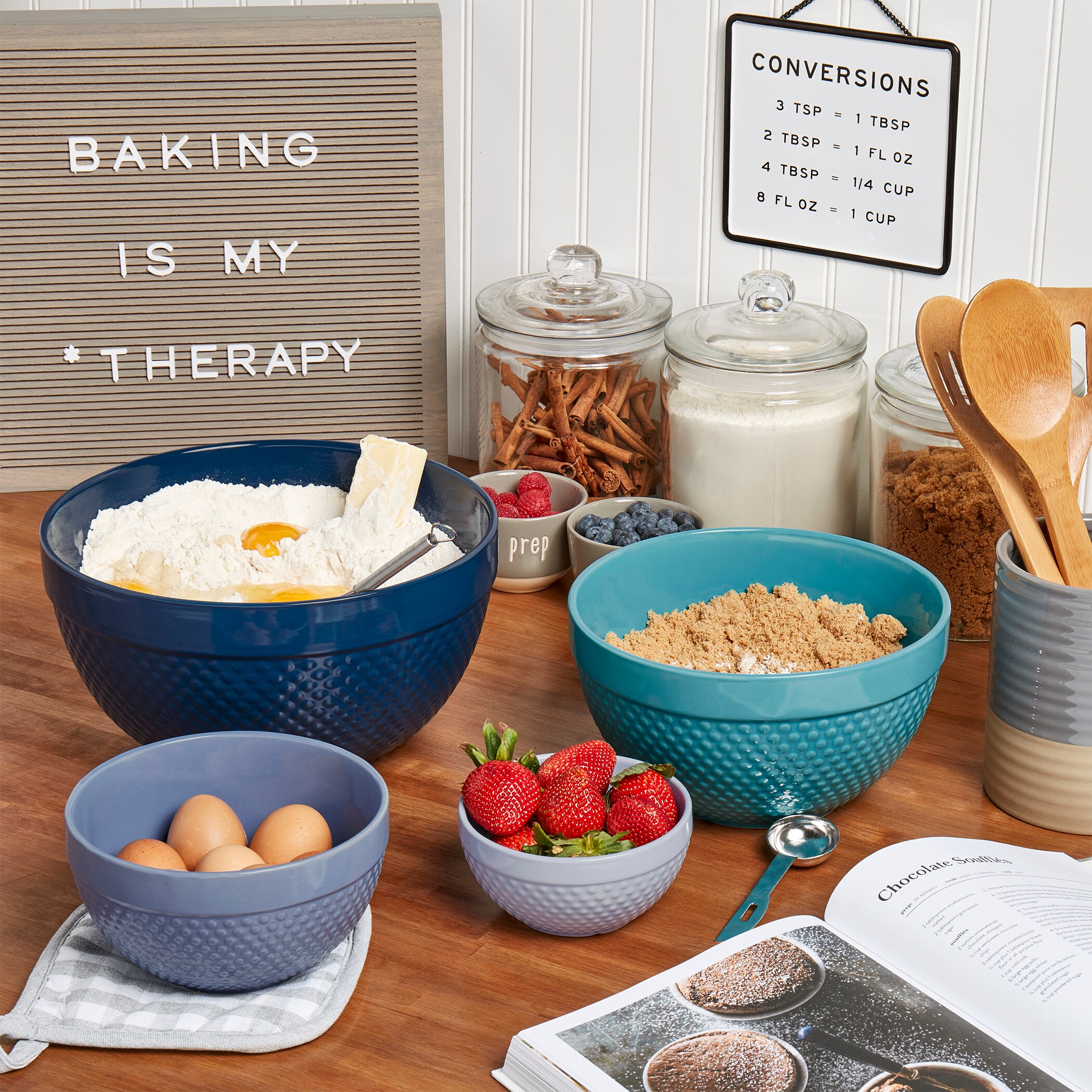 White Hobnail Mixing Bowls 4-Piece Nesting Set