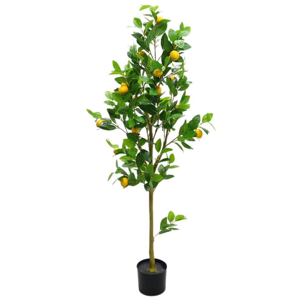 WhizMax WLS-FQZOL-6HAAM3NP Artificial Lemon Tree with Realistic Trunks And Leaves Faux Lemon Fruit Tree Pre Potted Faux Greenery Plants