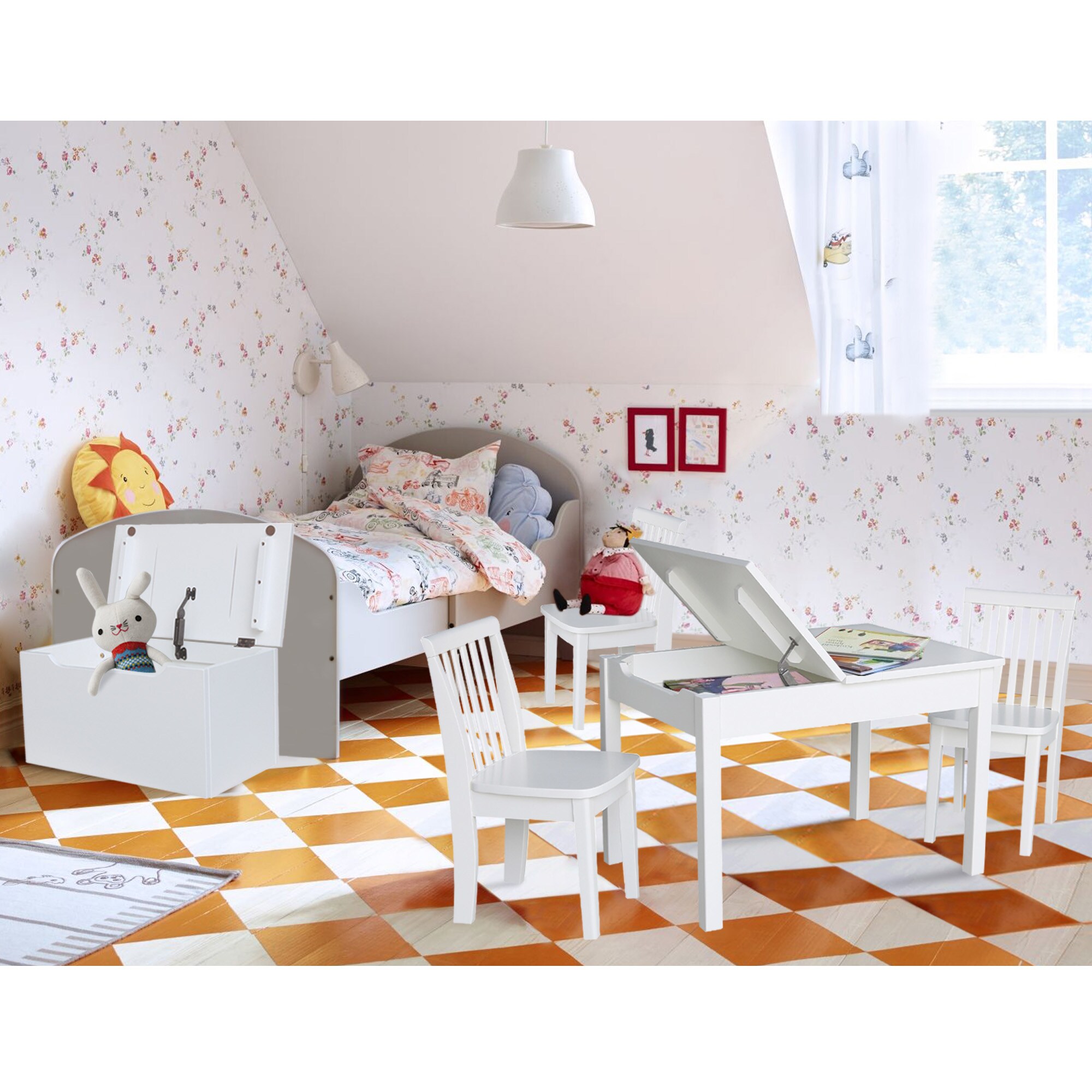 International Concepts White Rectangular Kid's Play Table (Set Of 2 ...