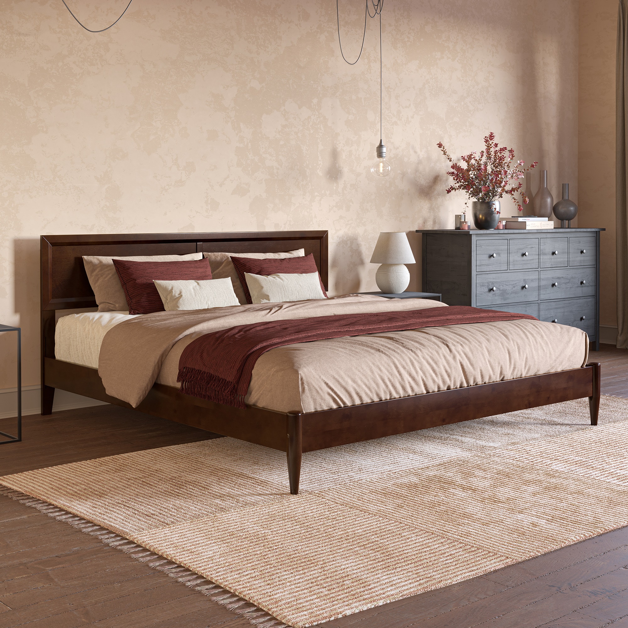 AFI AR8478054 Sophia Walnut King Wood Low-profile Bed