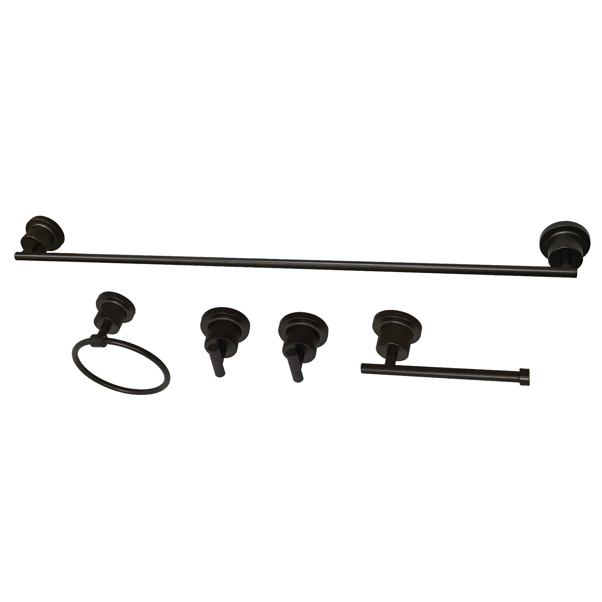 Kingston Brass WLBAH8230478ORB 5 -Piece Concord Oil Rubbed Bronze Decorative Bathroom Hardware Set Towel Bar, Toilet Paper Holder, Towel Ring ,Robe Hook Included