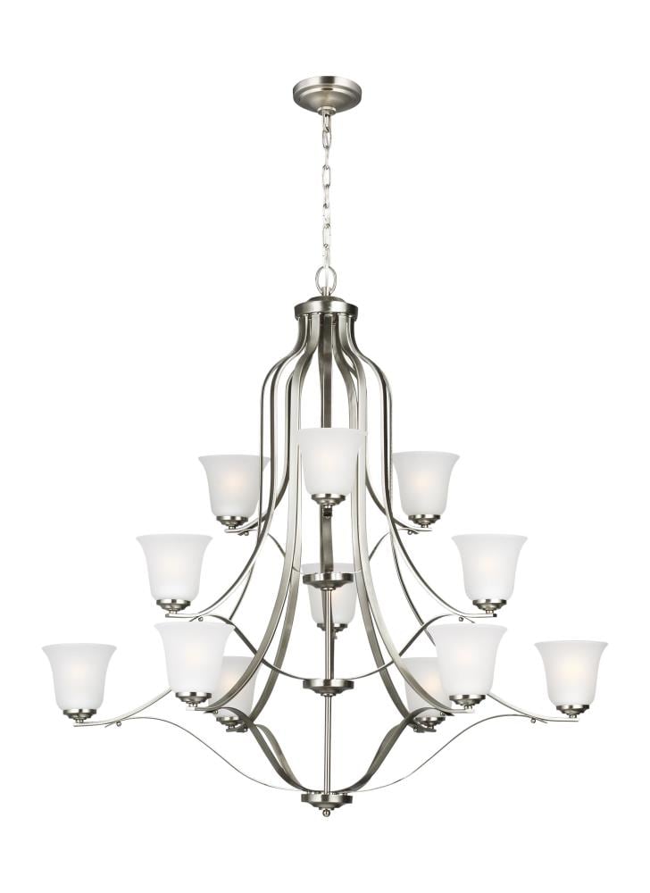 Generation Lighting 3139012-962 Emmons 12 -Light Brushed Nickel Traditional For Use in Bedrooms, Dining Rooms, Foyers, Kitchens, Chandelier