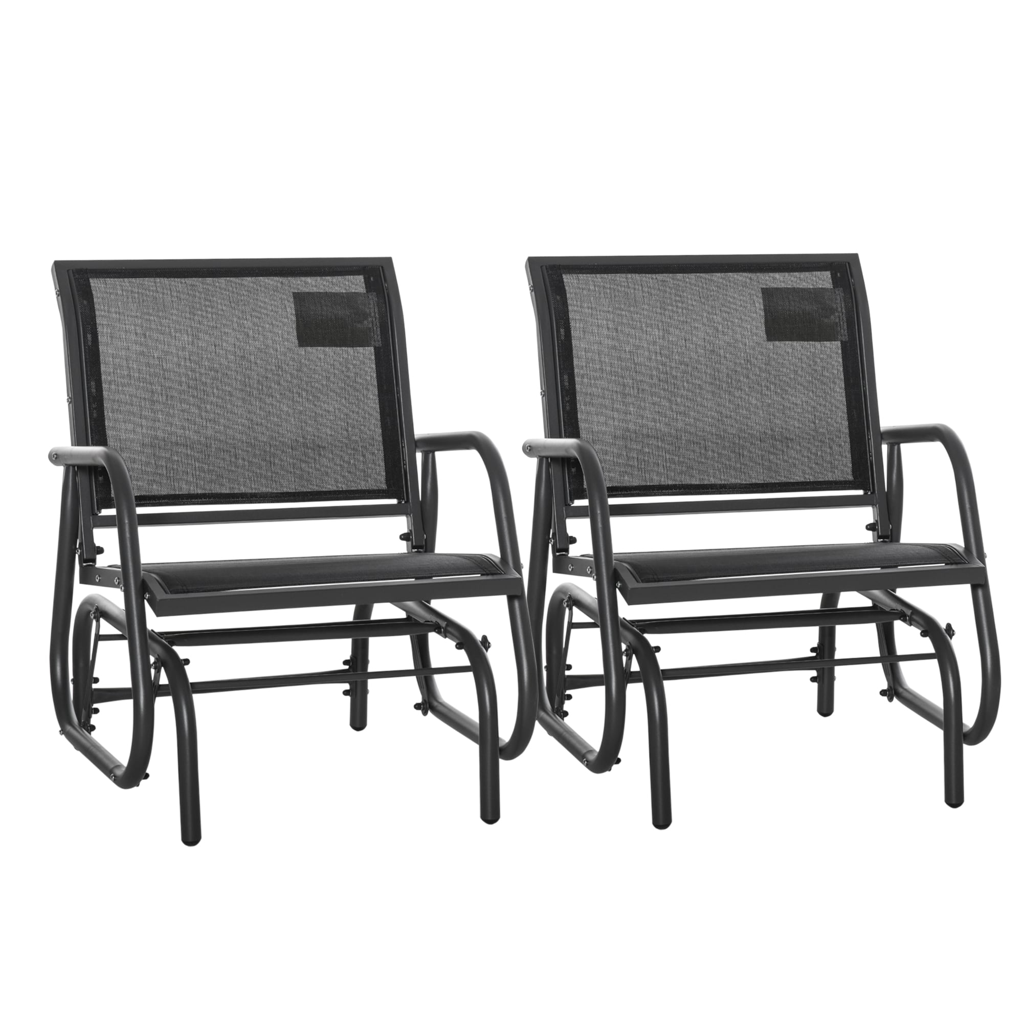 Outsunny -  Porch Glider Set of 2 Metal Frame Swing Glider Chair with Breathable Mesh Fabric Curv...