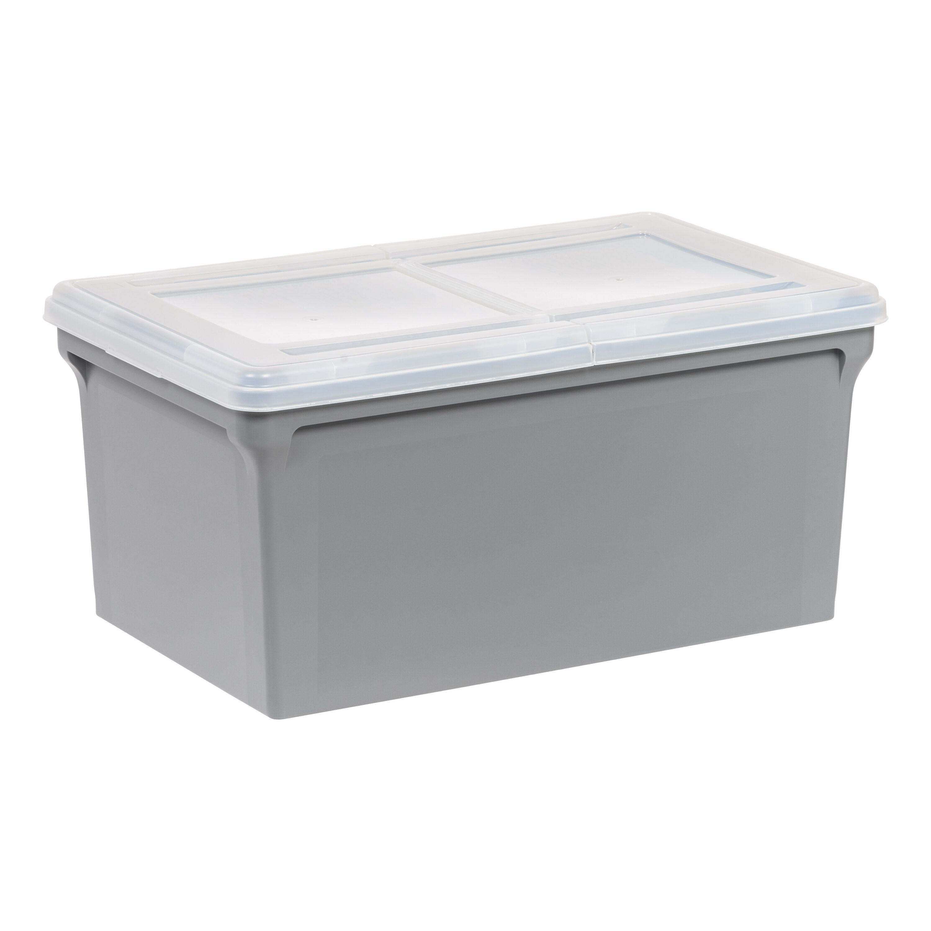 IRIS 500228 Large 11 -Gallons ( 44 -Quarts ) Gray Stackable Tote with Standard Snap Lid
