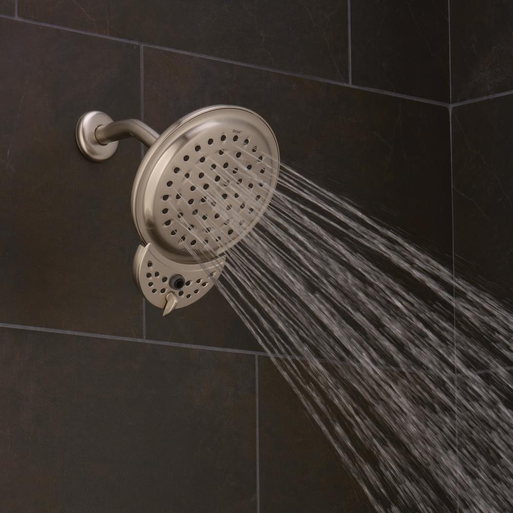 Oxygenics 46568 Orbit Brushed Nickel Round Rain Shower Head Fixed Shower Head 2-GPM (7.6-LPM)