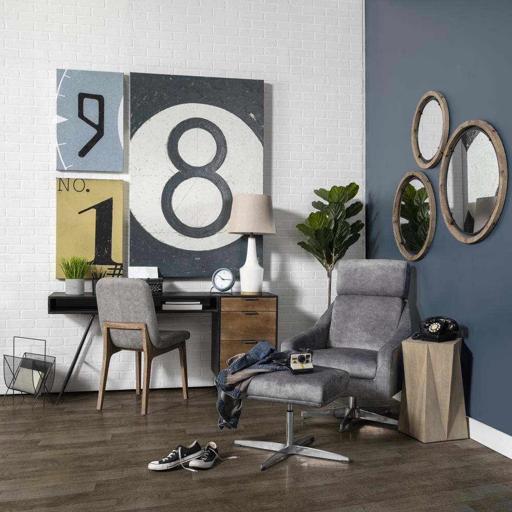 Mercana Josi series 28-in W x 1.25-in H Round Brown Framed Wall Mirror ...
