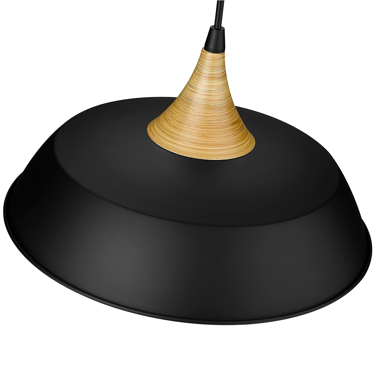 Arlo Matte Black Dome Pendant with Sleek Wood Accents