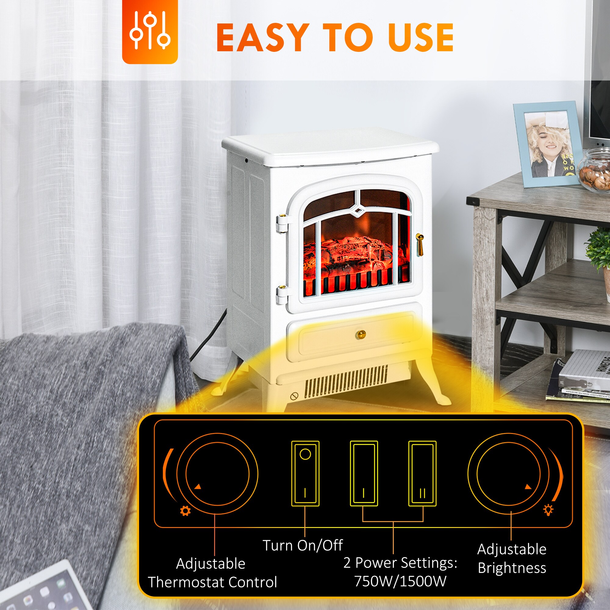 HomCom 820-037WT Electric-Fireplaces - View #6