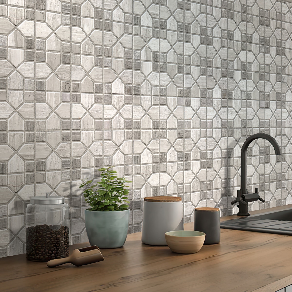 Apollo Tile Desert Hills Gray 12-in x 12-in Polished Natural Stone Marble Mixed Pattern Patterned Floor and Wall Tile (5-sq. ft/ Carton)