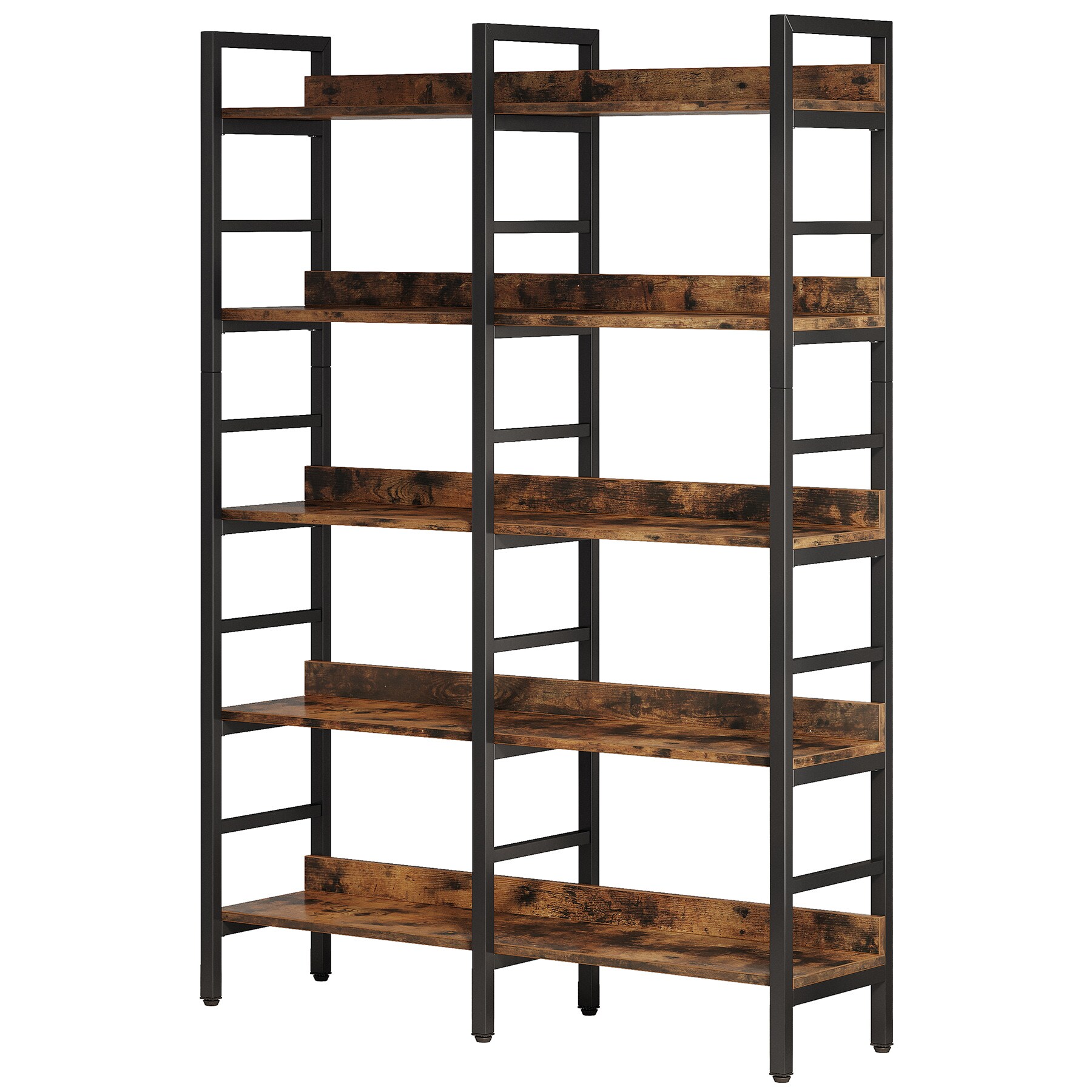 Tribesigns Wood Heavy Duty 5-Tier Decorative Shelving Unit (20.47-in W x 11.81-in D x 59.44-in H), Brown | HOGA-U0074