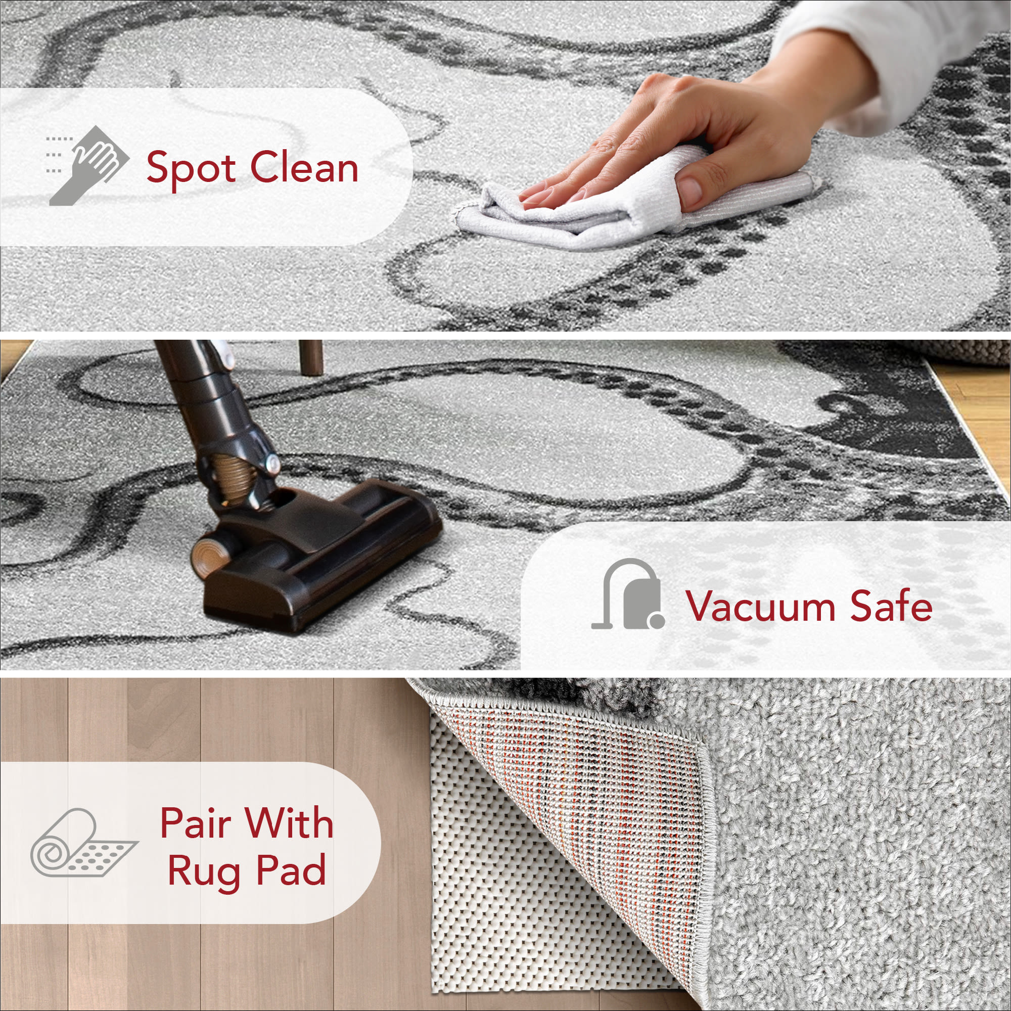 Gray Flat Woven Reversible Synthetic Rectangular Rug