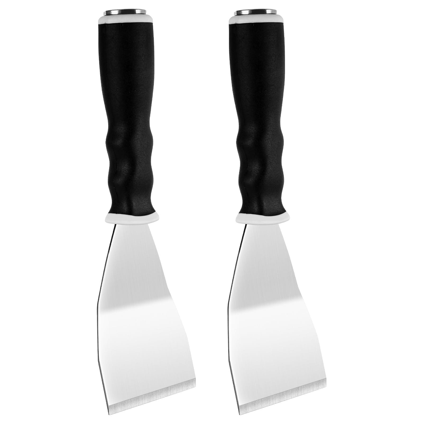Phyfalip  3 Inch Heavy Duty Bent Paint Scraper 2 Pack Stainless Steel Blade Ergonomic Handle Hammer End Putty Knife Set for Wall and Surface Prep