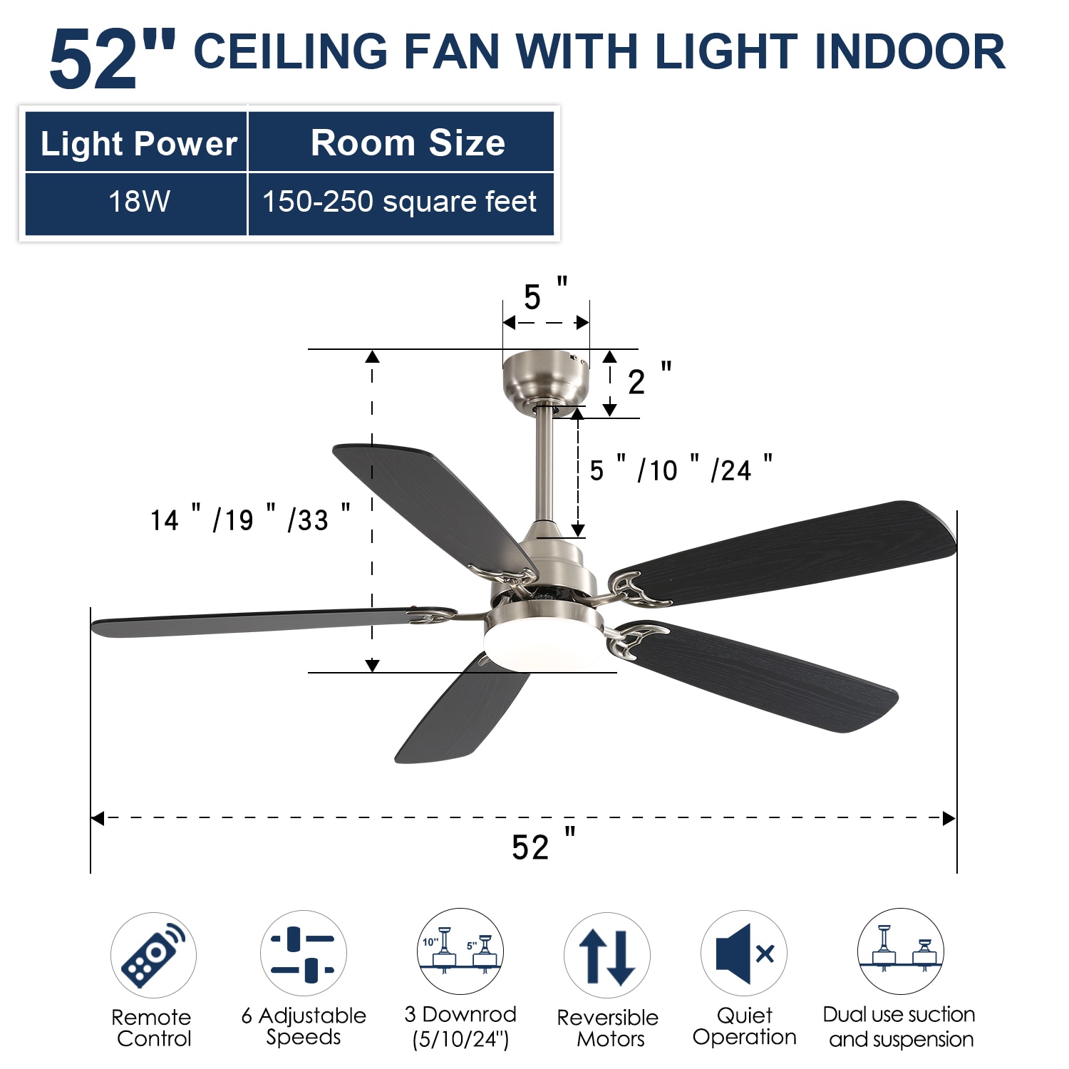 WELLFOR SYMBE-39937 Ceiling-Fans - View #5