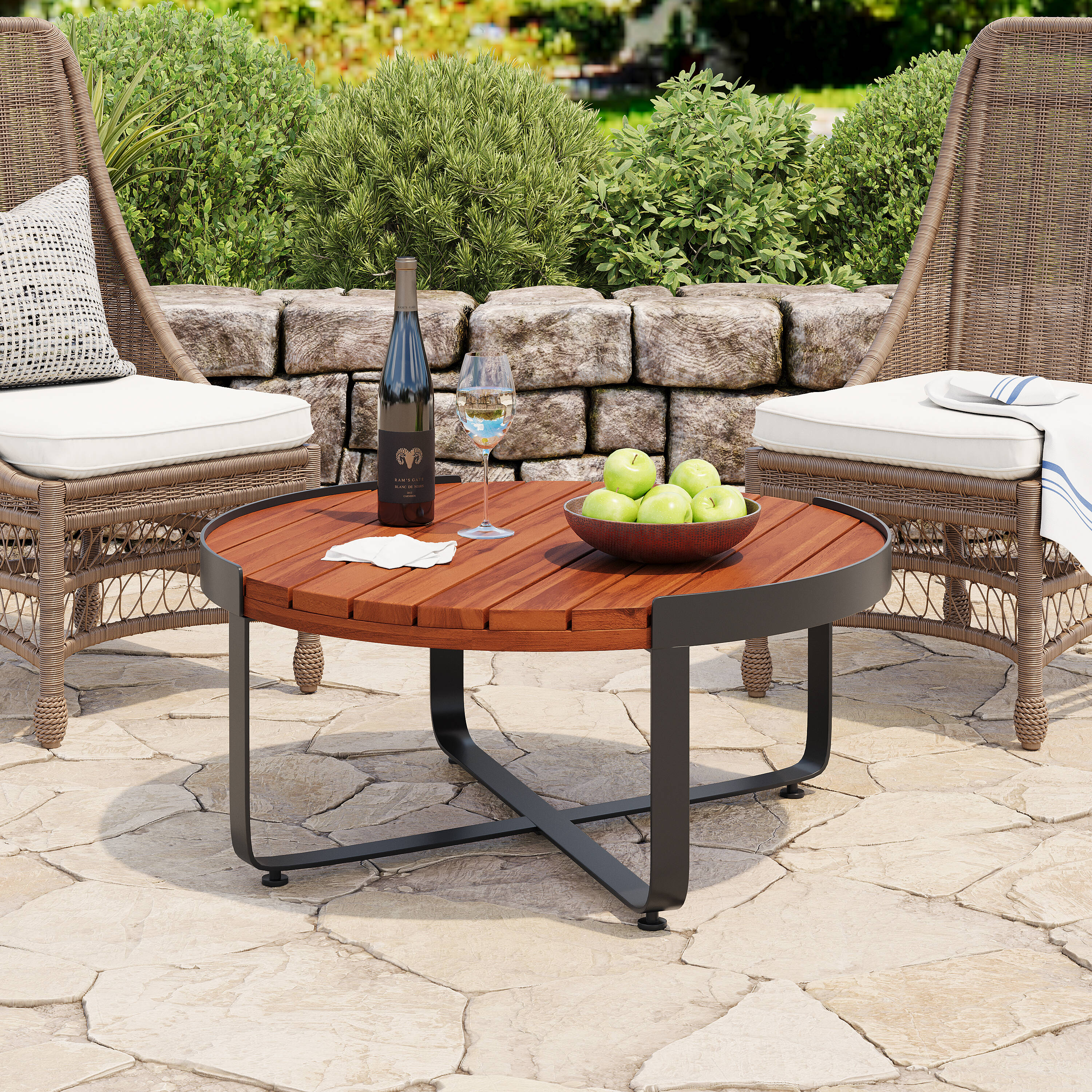 AAZJ Patio Table Round Outdoor Coffee Table 31.5-in W x 31.5-in L