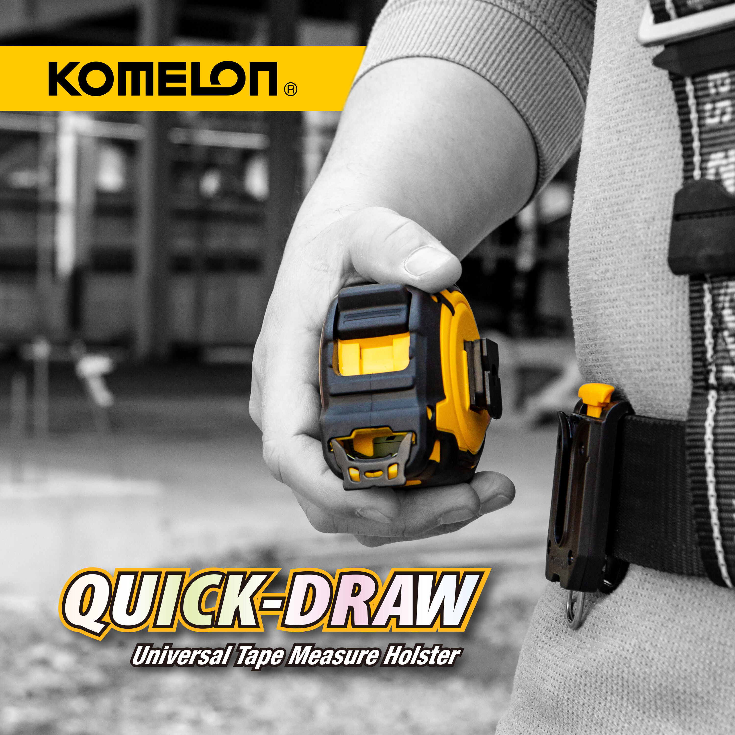 Komelon Plastic Belt Clip Measuring Tape Holder in the Tool Belt