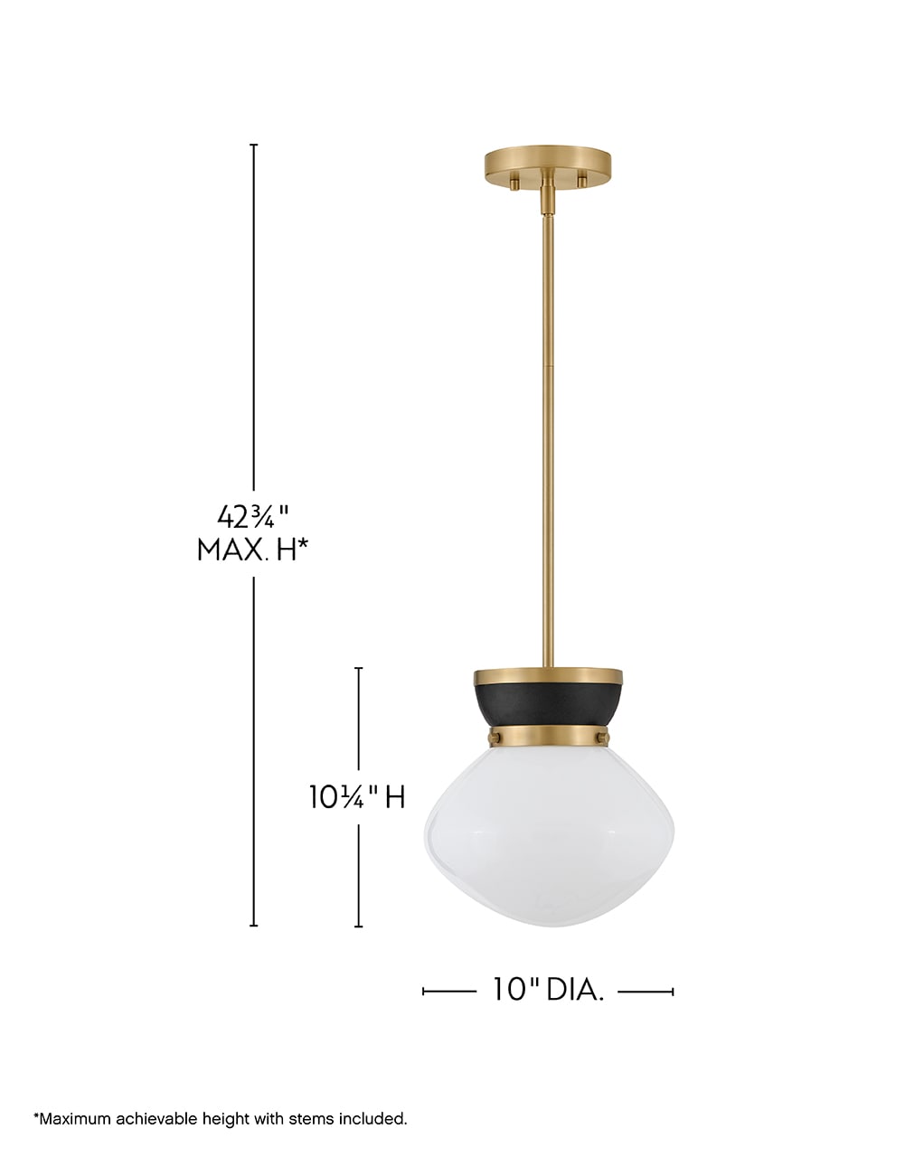 Lucy Black and Brass Glass LED Pendant Light