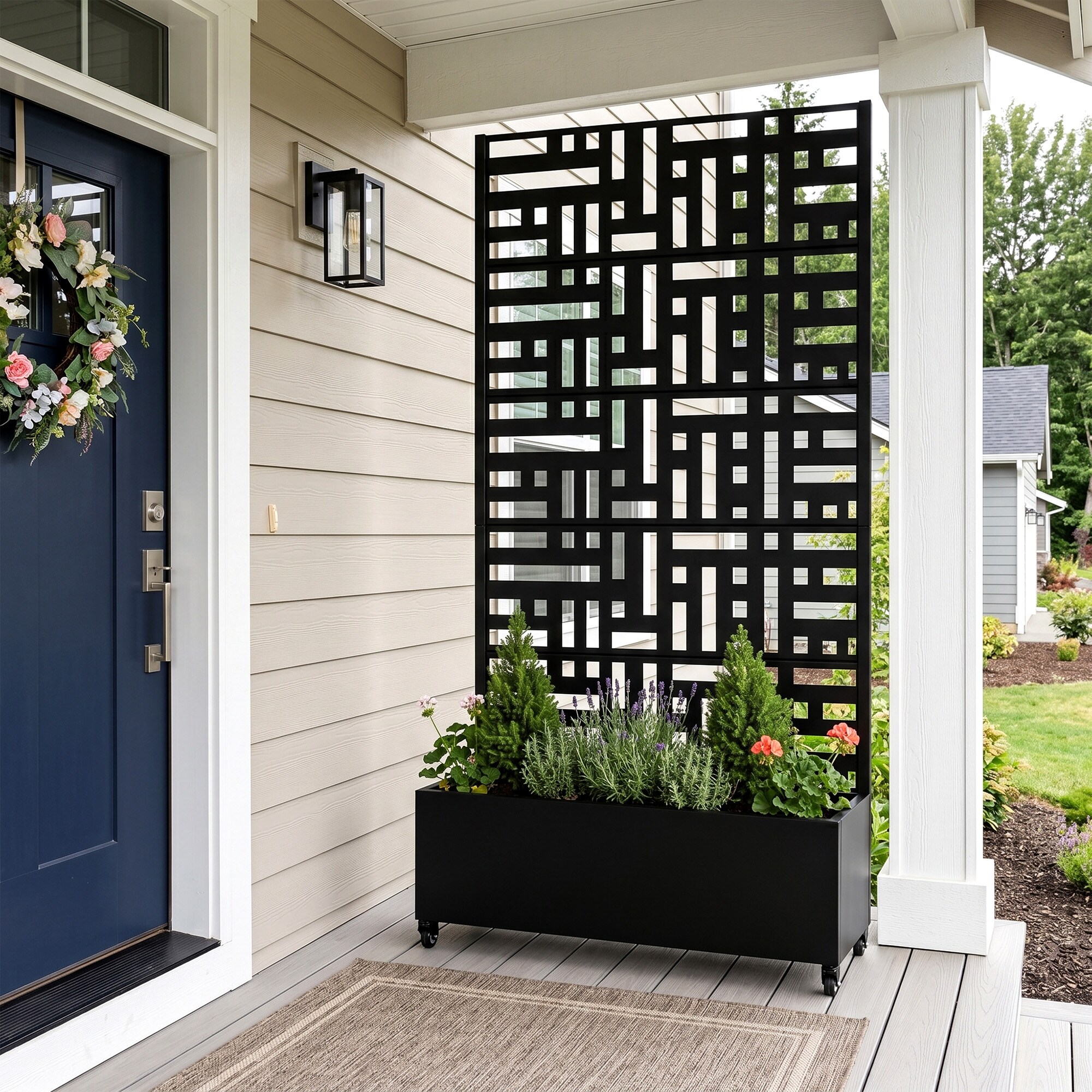 Lirago Metal Planter Box Raised Garden Bed Planter with Trellis for ...