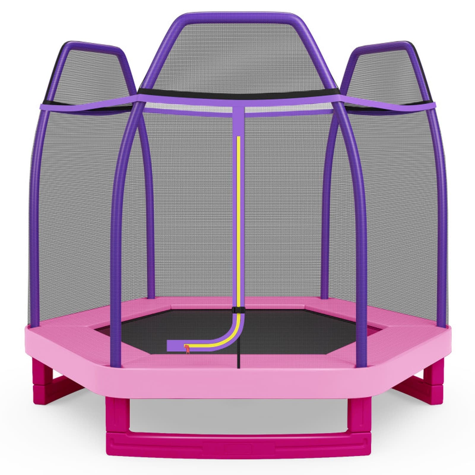 SUGIFT - 7-ft Kids Recreational Trampoline ASTM Certified Bounce Jumper with Enclosure Net 36 Spr...