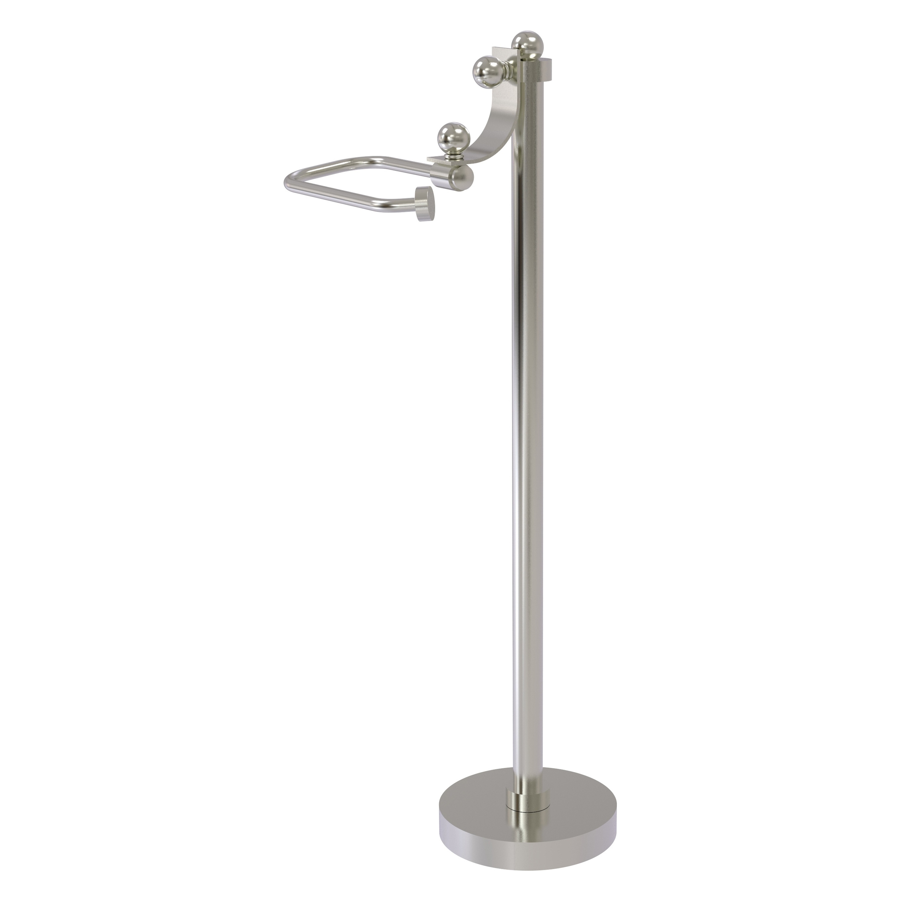 Allied Brass TS-27-SN Satin Nickel Freestanding Single post Toilet Paper Holder 1 -Rolls with Storage