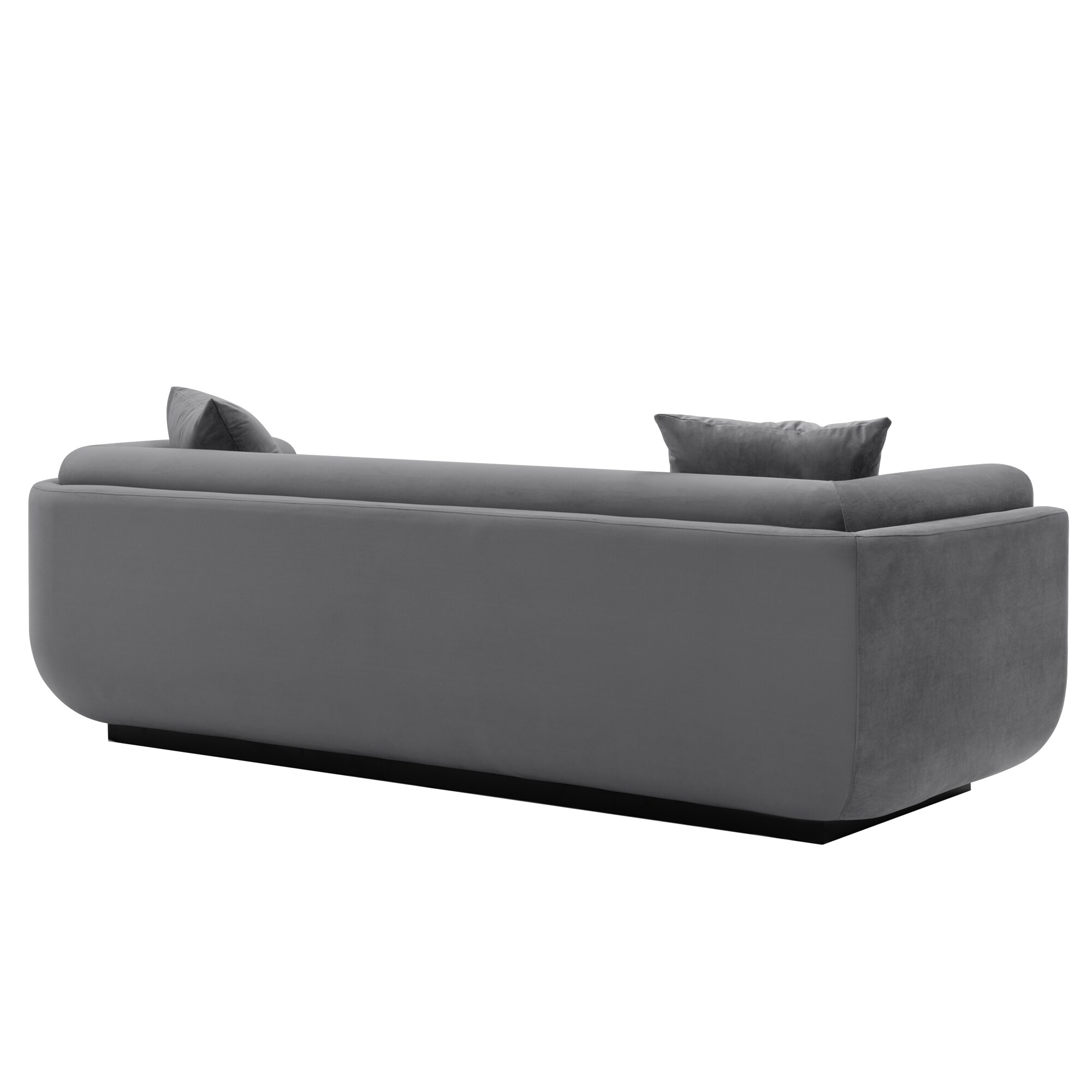 Edmonda Dark Gray Velvet Upholstered Sofa with Pillows