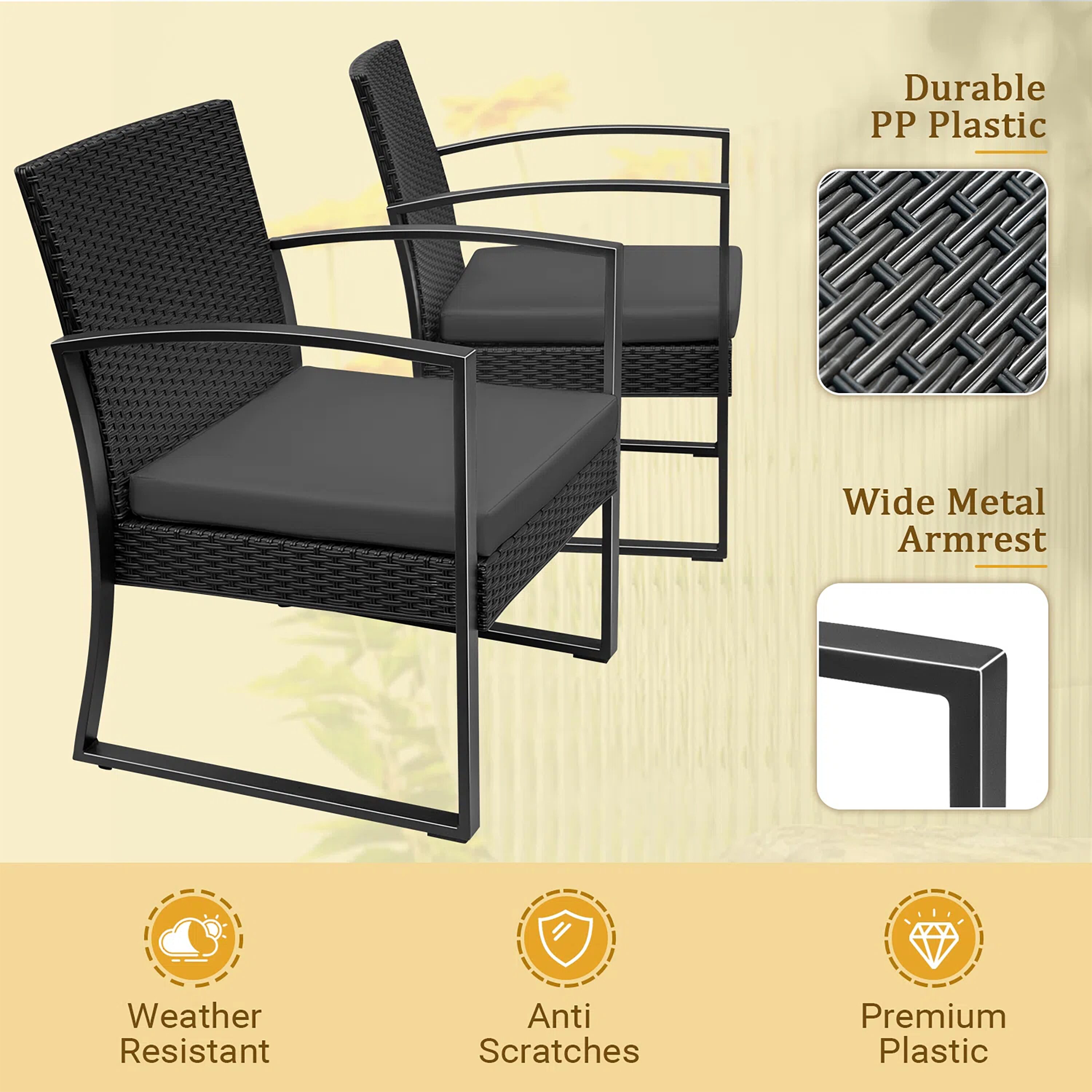 Vineego LS-PCS22-0027-00 Patio-Conversation-Sets - View #2
