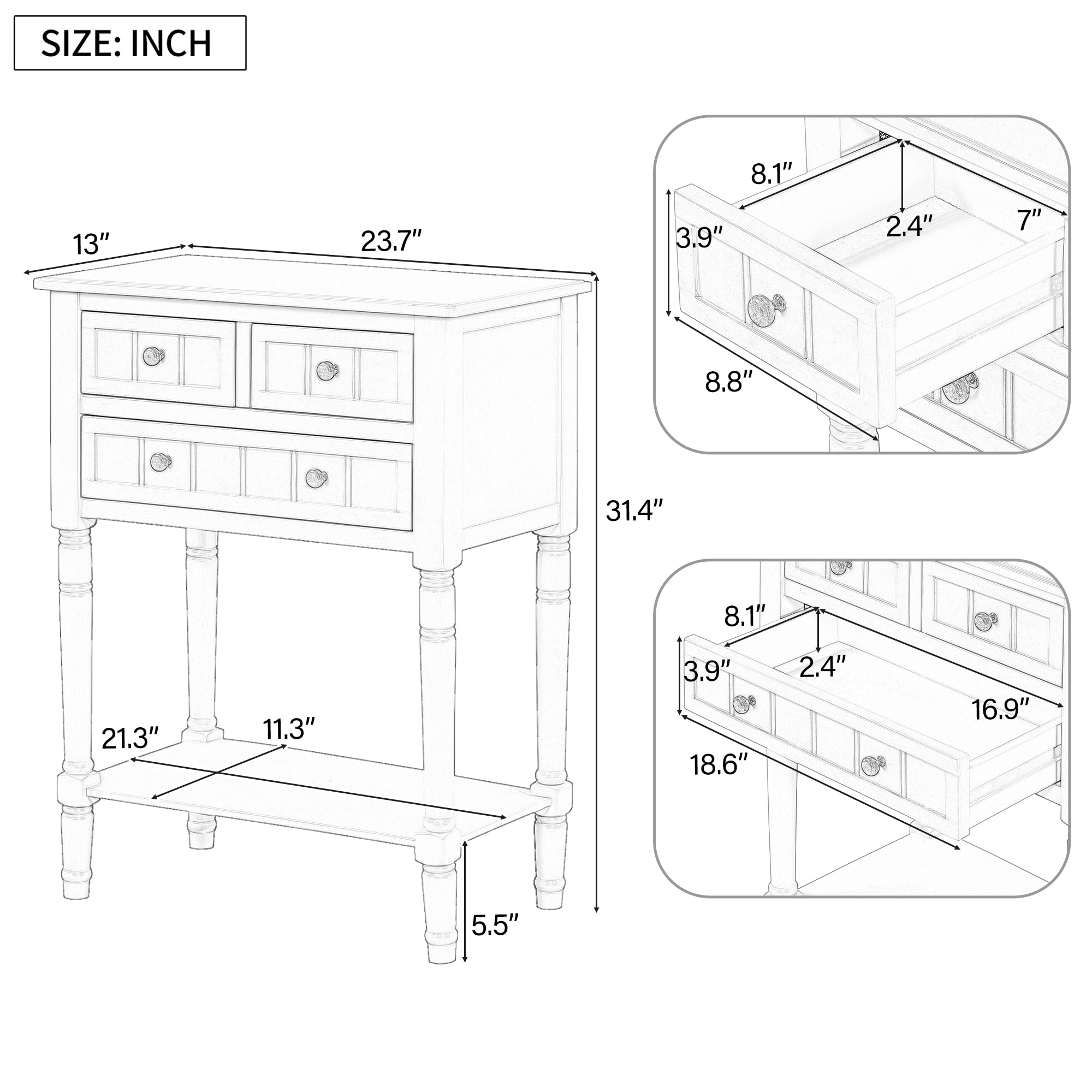SINOFURN SYA330168BL Console-Sofa-Tables - View #5