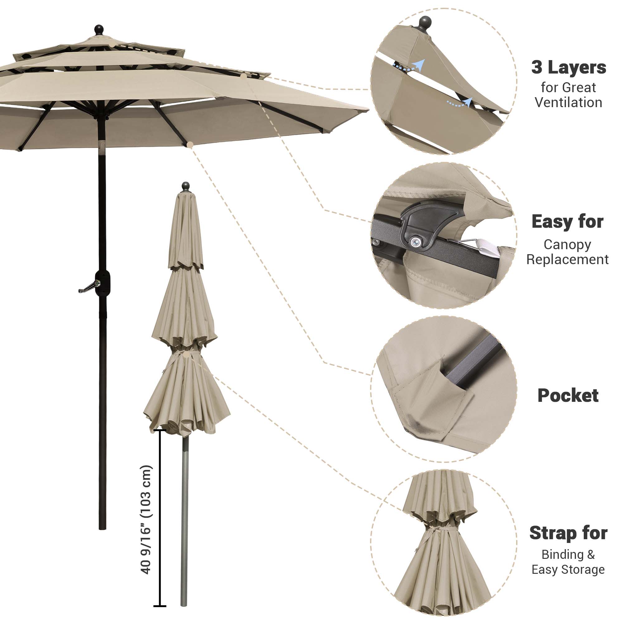 Yescom 07UMB039-3T10F-10-LO Umbrellas-2 - View #5
