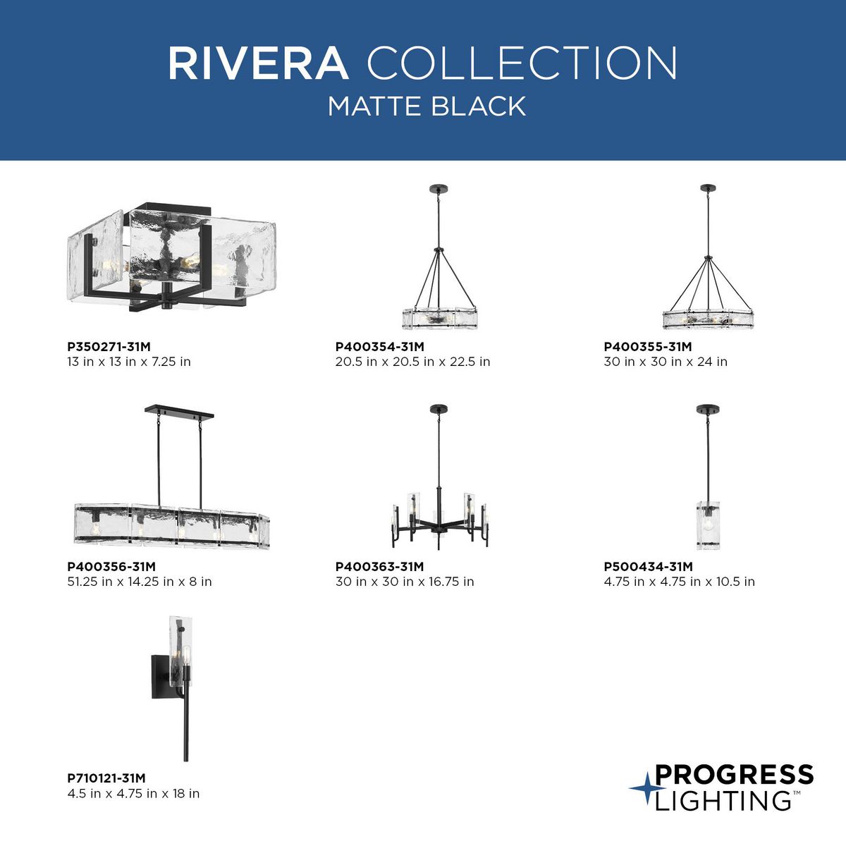 Rivera Matte Black Mini Pendant with Clear Textured Glass
