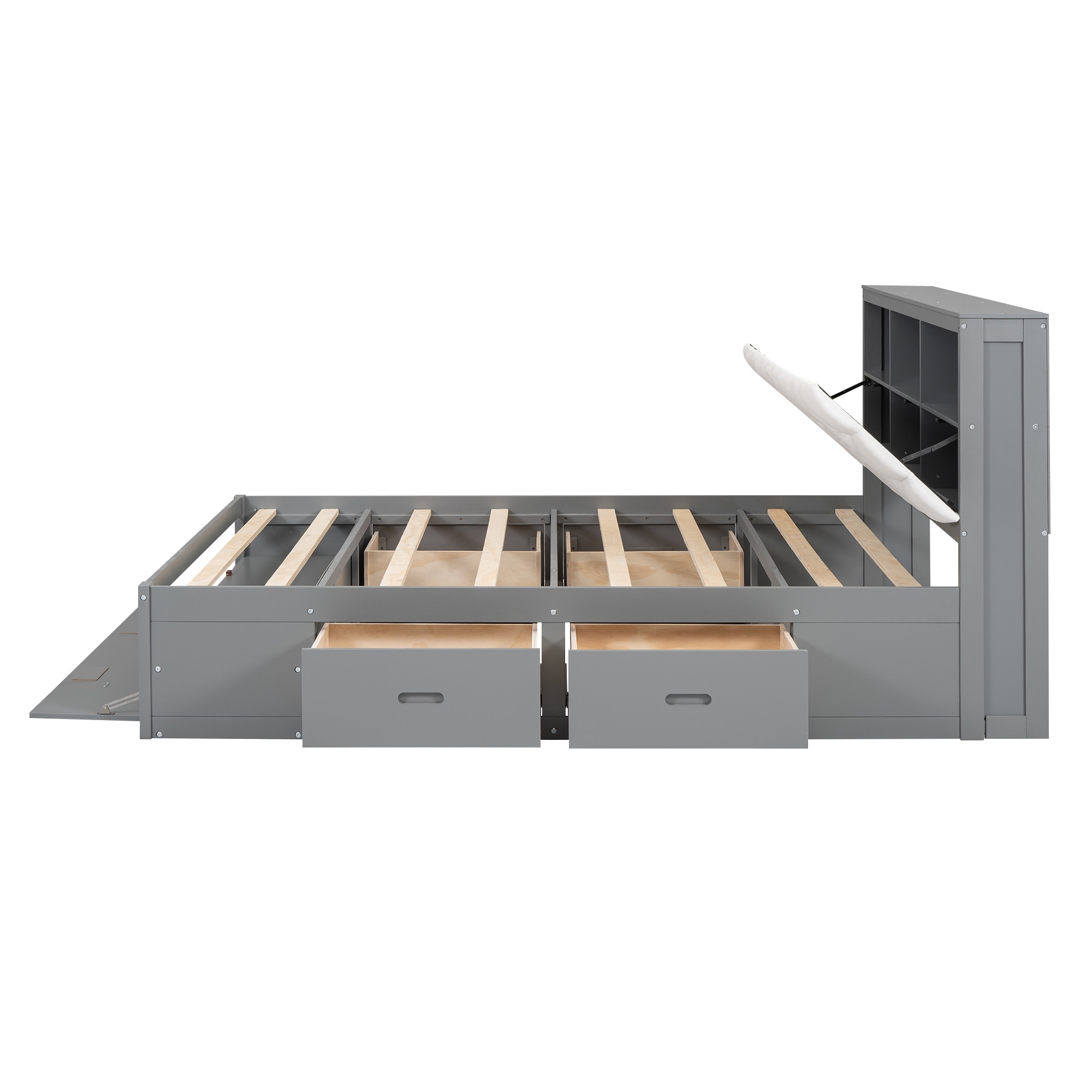 Nestfair PB0079E Gray Queen Wood Platform Bed with Storage