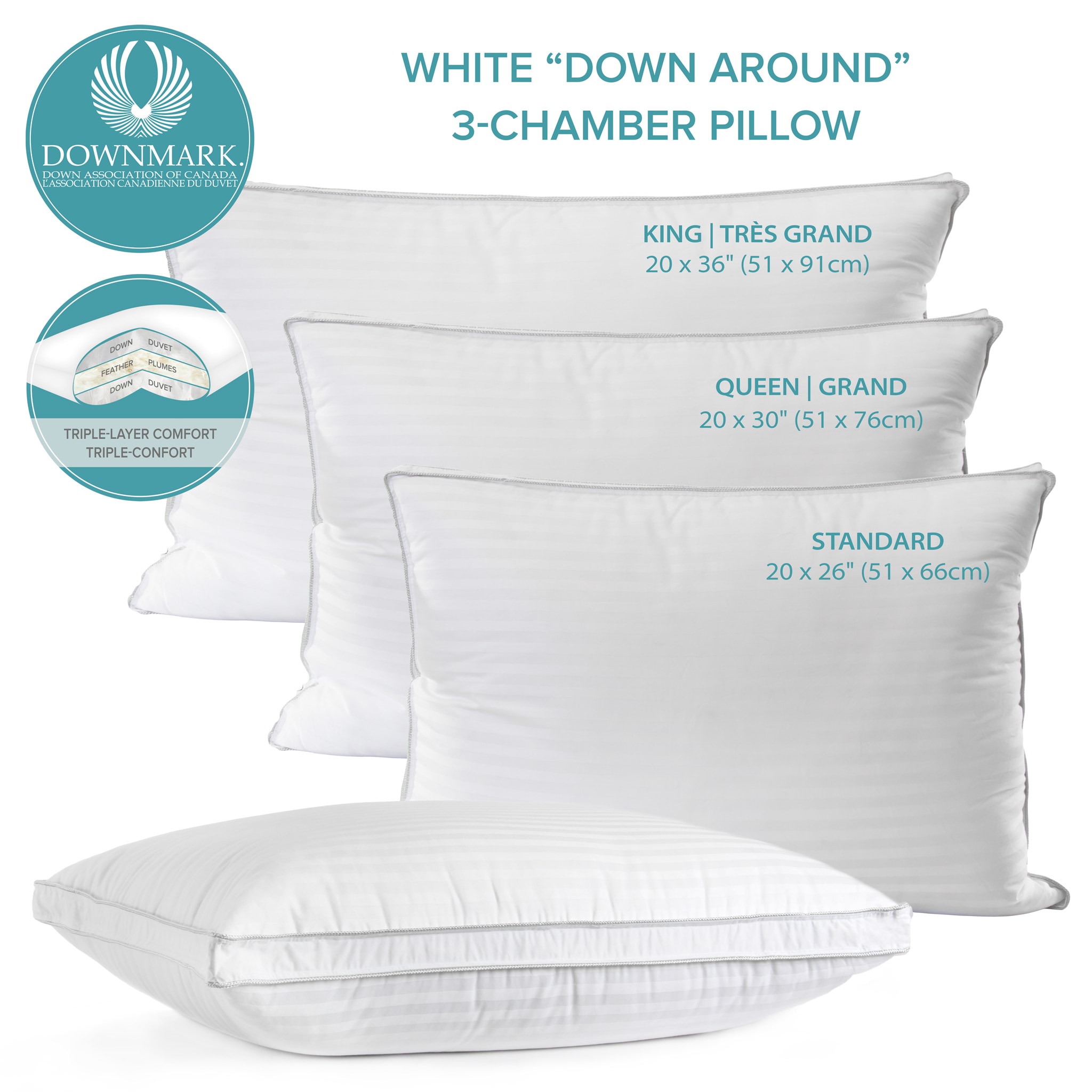 Queen Sleep Solutions Down Around Pillow 
